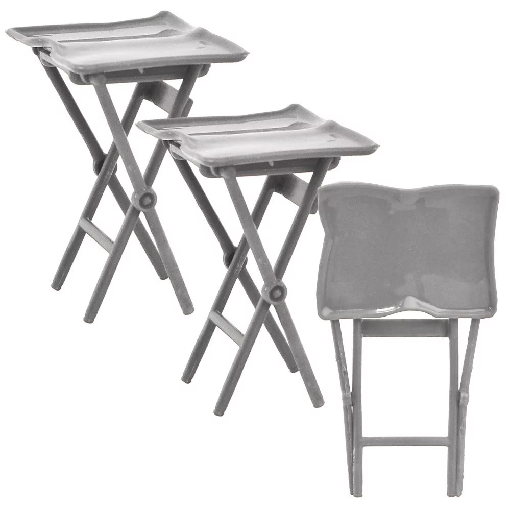 Set of 3 Silver TV Trays for WWE Wrestling Action Figures (2.5 Inches Tall)
