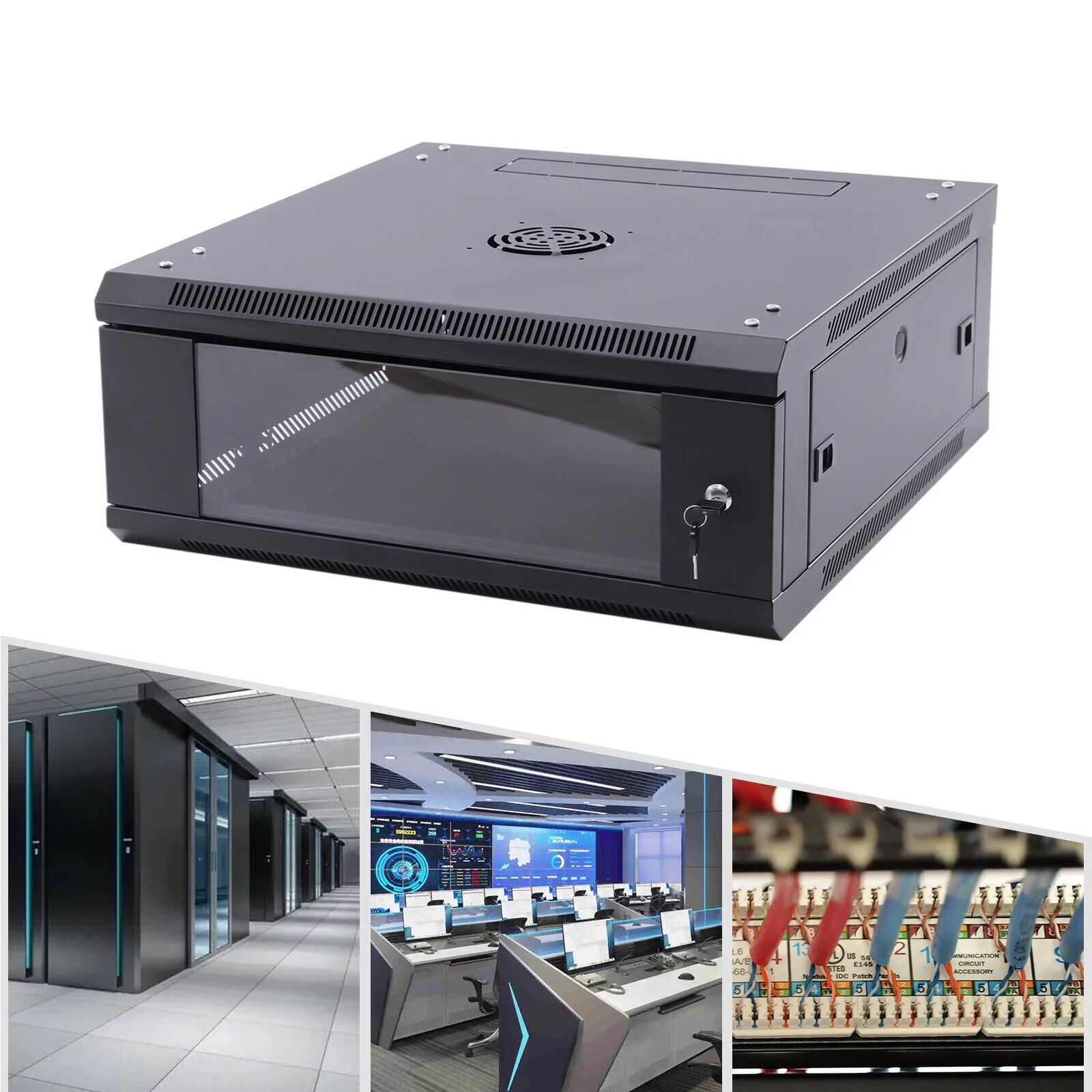 FETCOI 4U IT Network Equipment Wall Mounted Server Cabinet Enclosure Rack Lockable Box