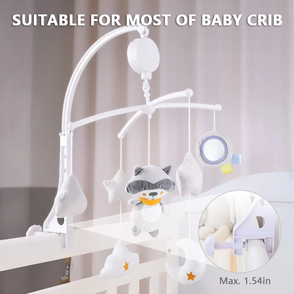 Kisdream Musical Baby Crib Mobile with Hanging Rotating Toys Infant Bed Decoration for Baby Boys Girls