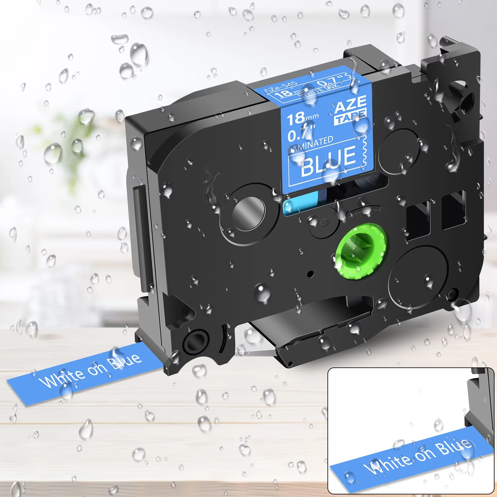 GREENCYCLE 10PK Compatible for Brother P-touch White on Blue 18mm 8m TZ TZE TZe-545 TZ-545 TZe545 TZ545 Laminated Label Tape