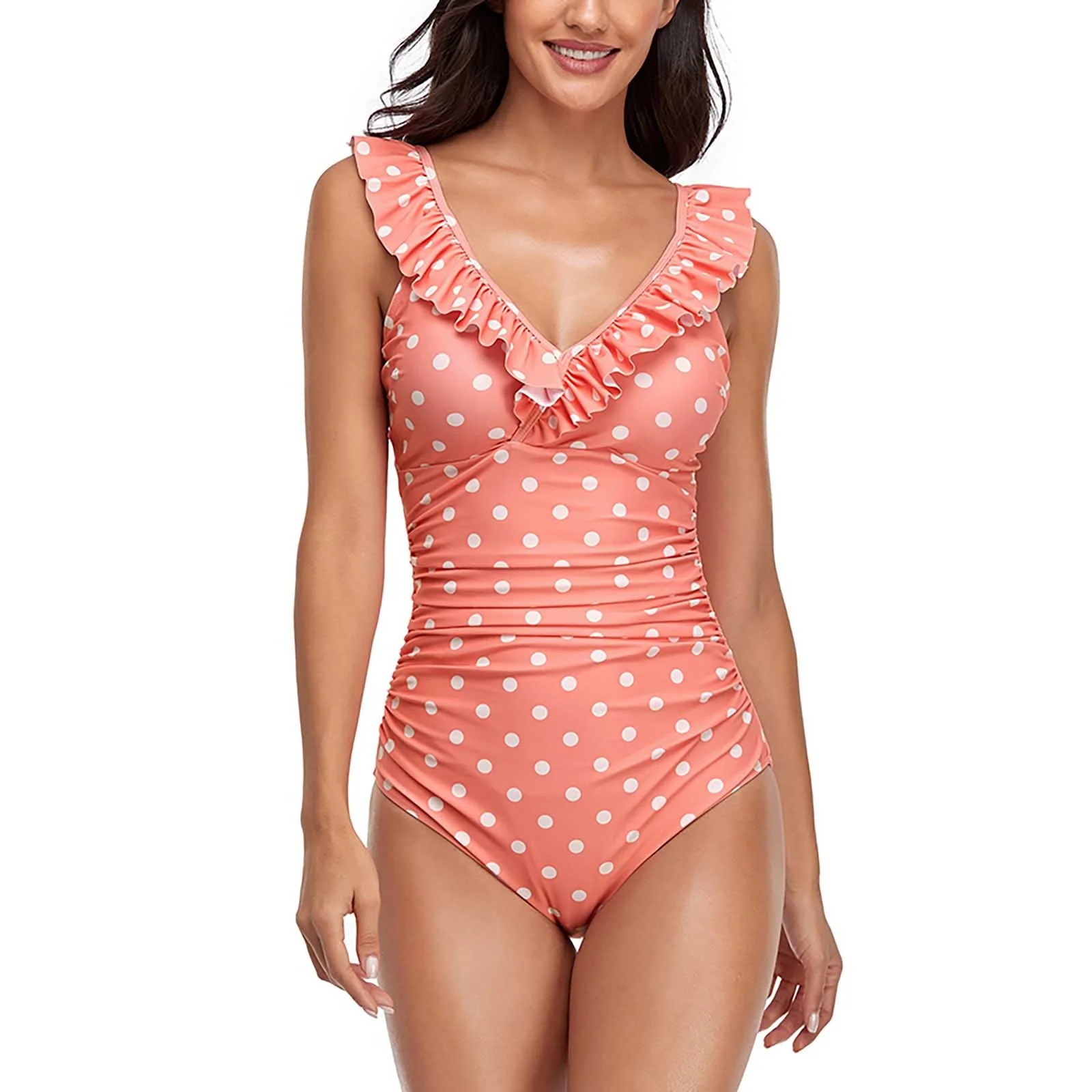 Swimsuit Women One Piece Bathing Suit For Women Ladies New Polka Dot Lace V-neck One-Piece Swimsuit