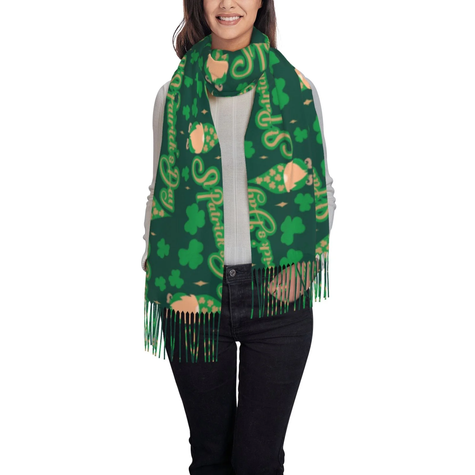 Ocsxa Scarf Shawl Wraps For Women Soft Cashmere Scarf St Patrick'S Day9 Printed Large Blanket Scarf