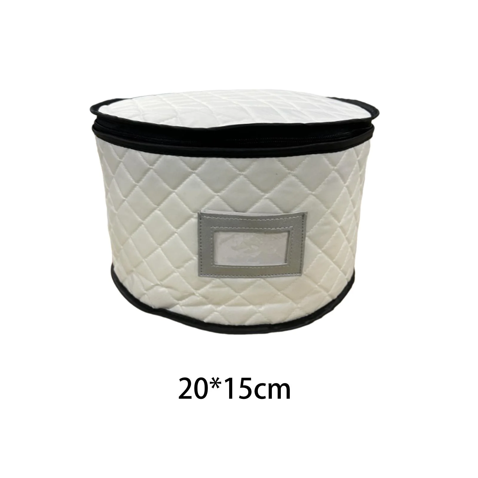 kowaku China Storage Container Cups Plate Bowl Storage Bag, with Protectors Round Hard Shell Case for Chinaware Saucers Stemware Beige M