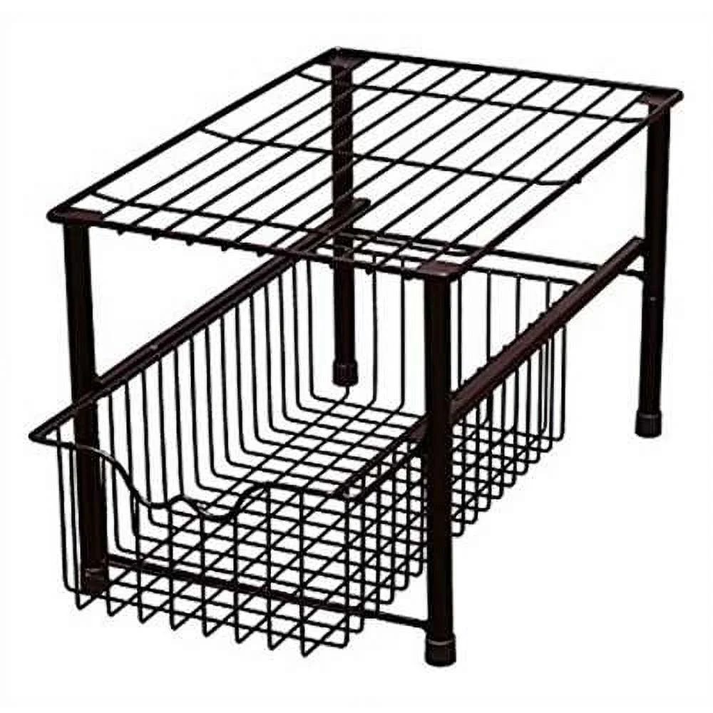 DecoBros Stackable Under Sink Cabinet Sliding Basket Organizer Drawer,Bronze