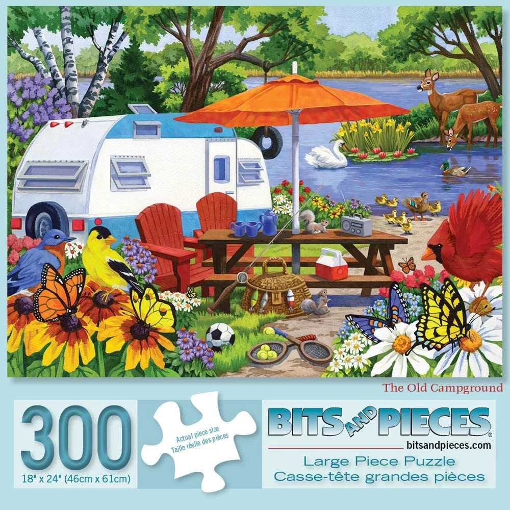 Bits and Pieces - 300 Piece Jigsaw Puzzle for Adults - The Old Campground by Artist Nancy Wernersbach - Measures 18