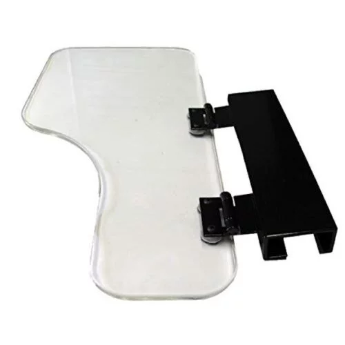 Acrylic Wheelchair Half Lap Tray with Flip-Up Hardware, Right-Side, Clear