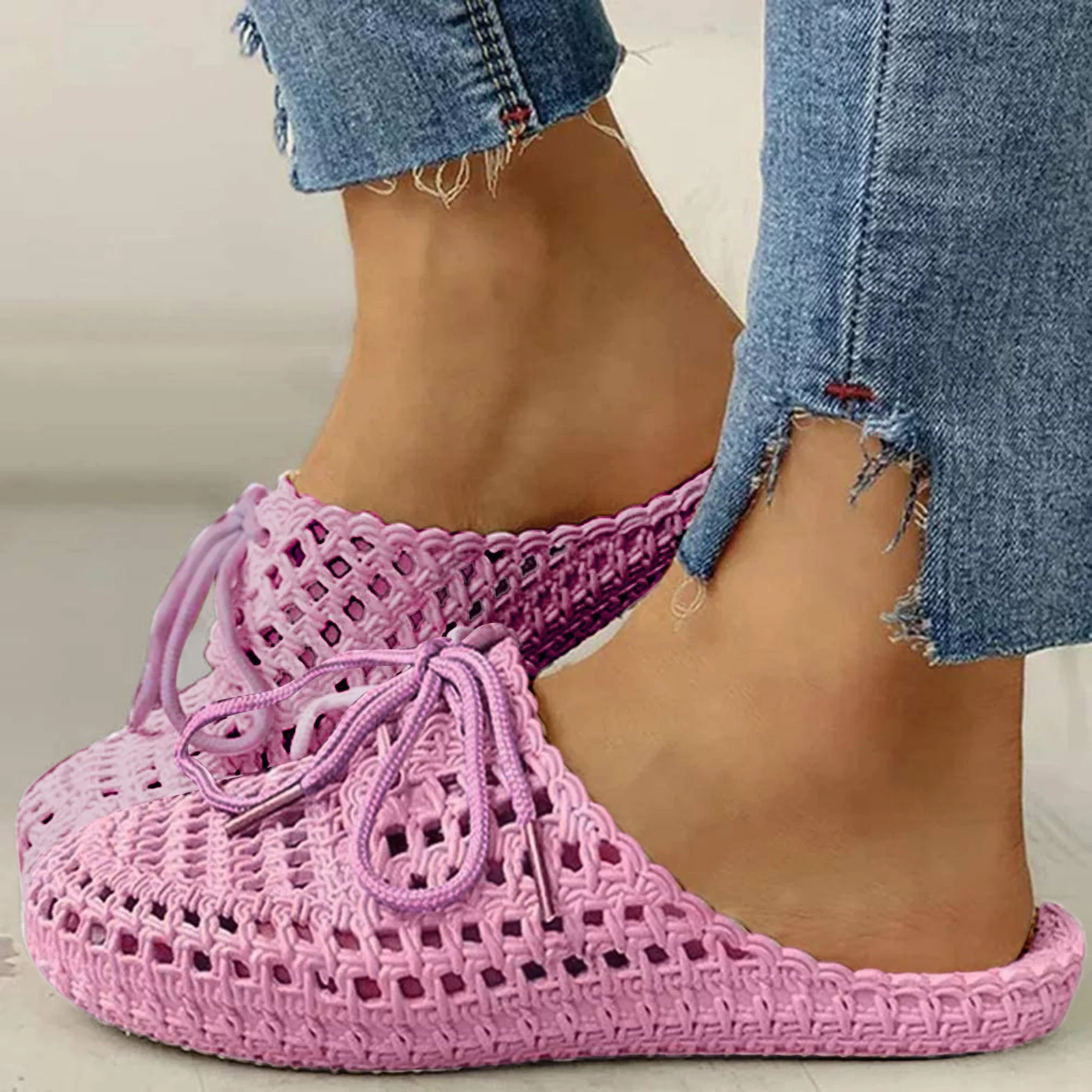 Womens Summers Fashion Flat Slippers Ladies Casual Hollow Out Slip on Shoes