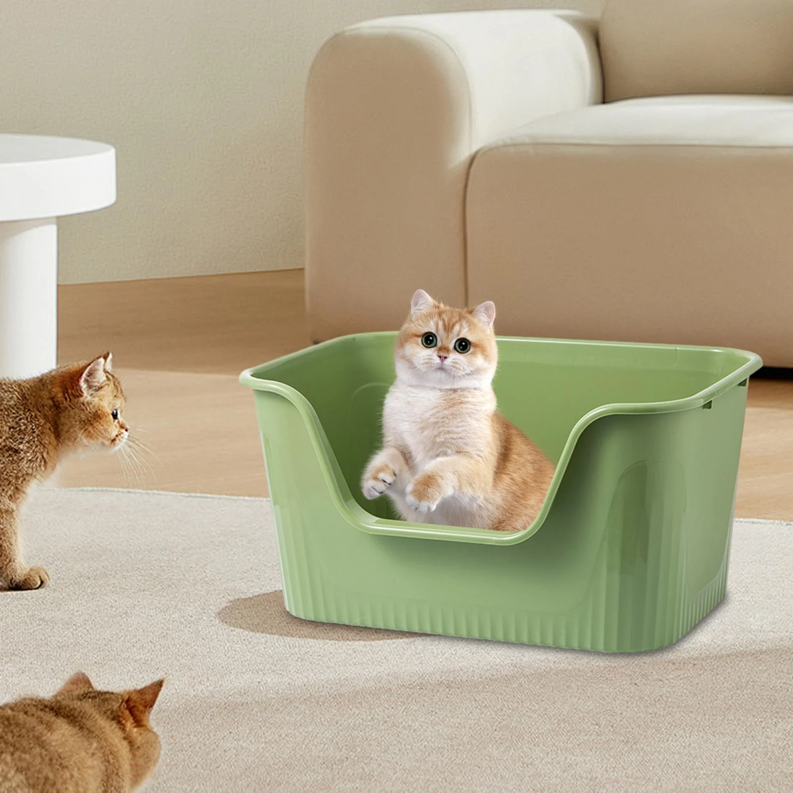 Toysmith Open Cats es Front Opening Bedpan Easy Access High Sided Cat Toilet Sandbox Semi Enclosed Pet Litter Pan Green S