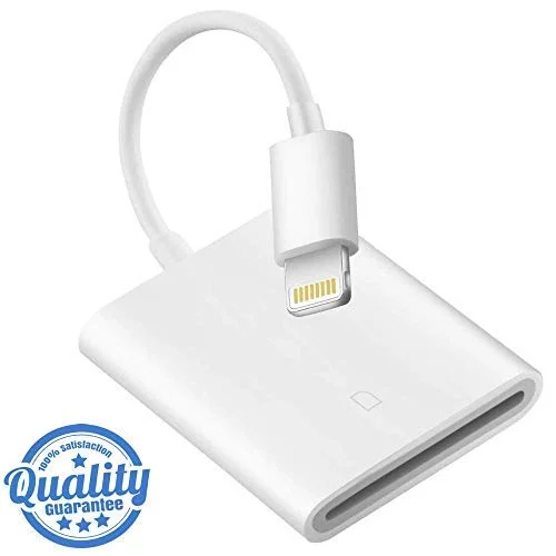 SD Card Camera Reader Compatible iPhone iPad iPod, Trail Game Camera Connection Kit SD Reader Compatible with iPhone Xs Max/Xs//Xr/X/8/8 Plus/7/7 Plus/6/6s/iPad Mini/Air/Pro (Updated)