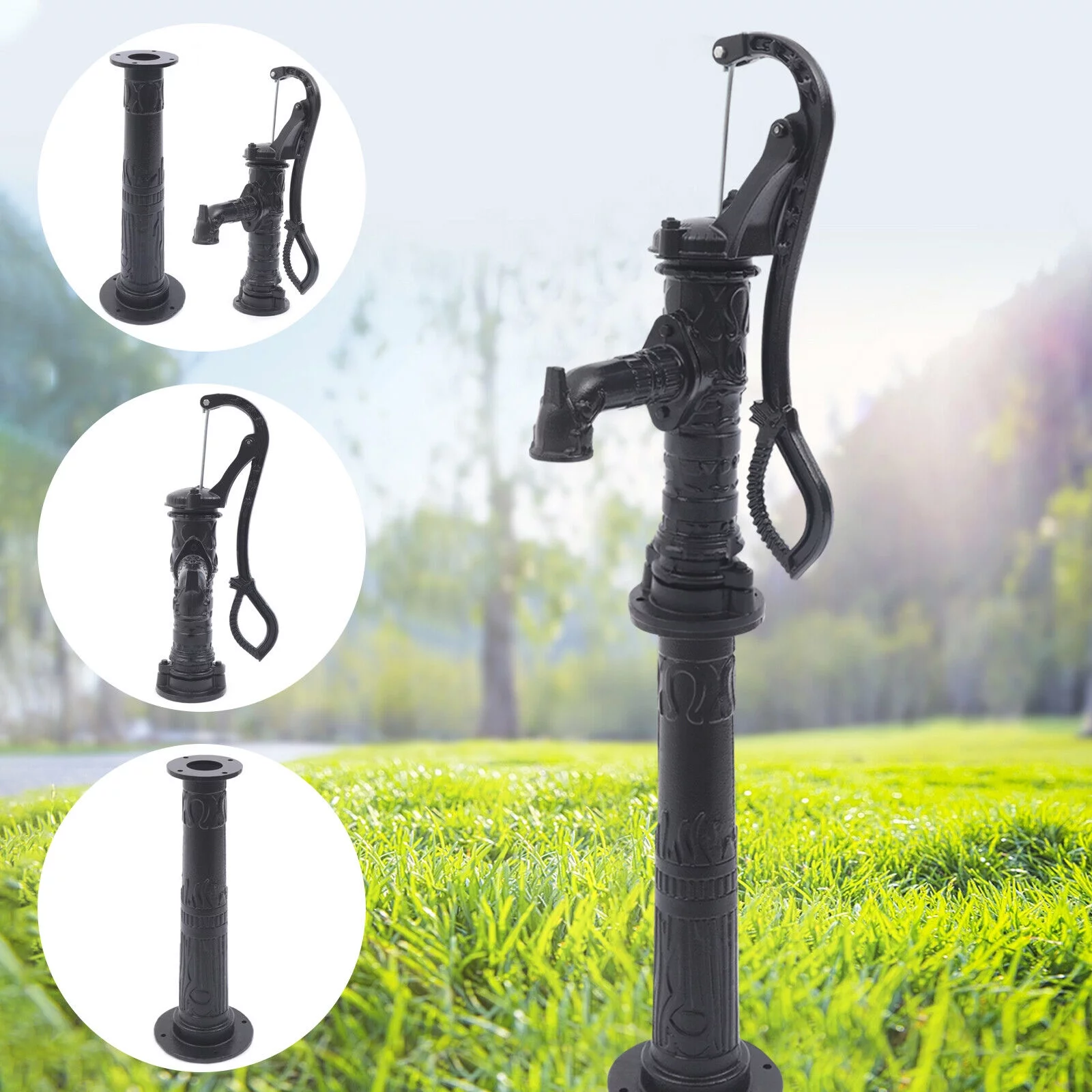 SHZICMY 26ft Boost Pump Cast Iron Hand Operated Garden Water Pump with Stand for Well Fountain