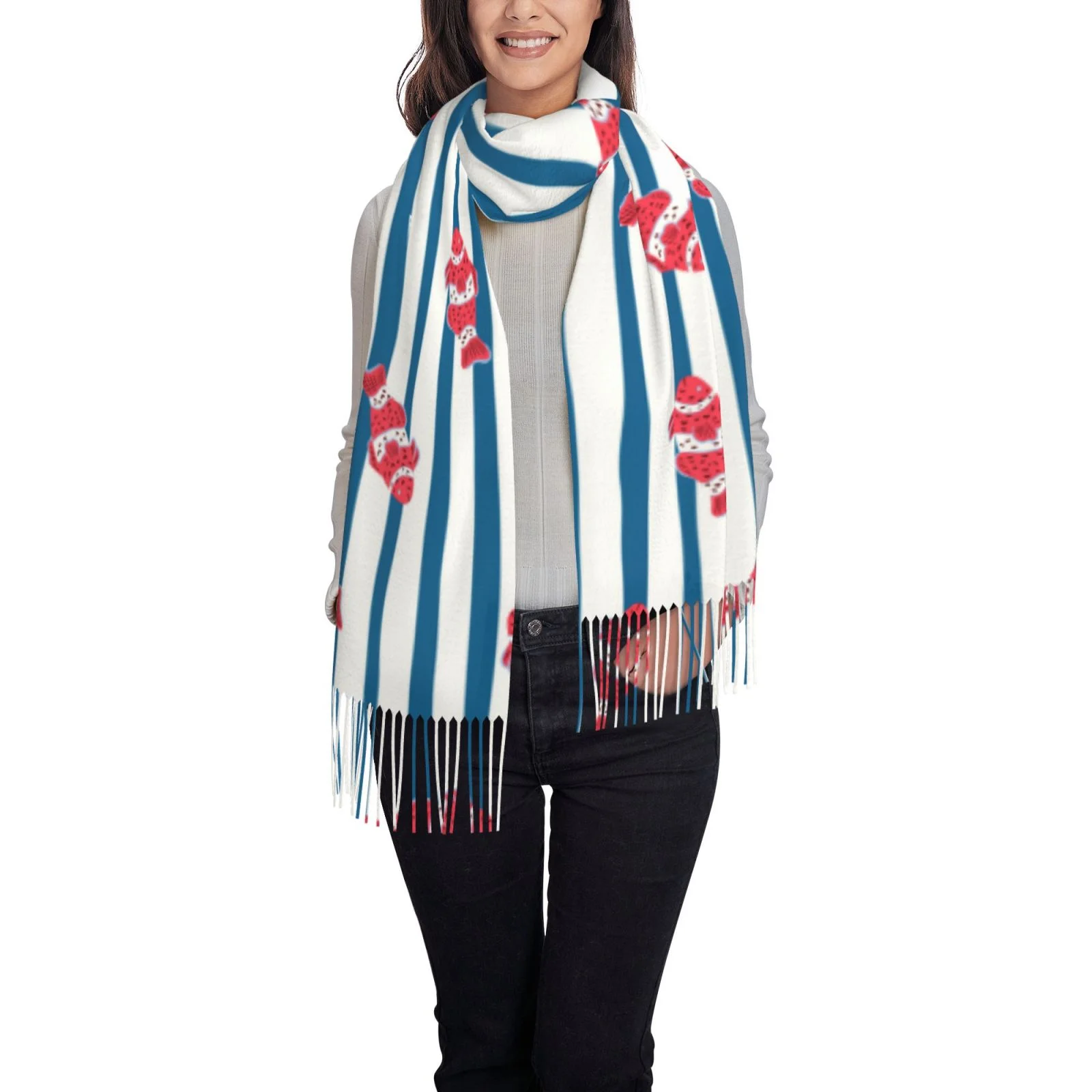 Ocsxa Scarf Shawl Wraps For Women Soft Cashmere Scarf Clown Fish Printed Large Blanket Scarf