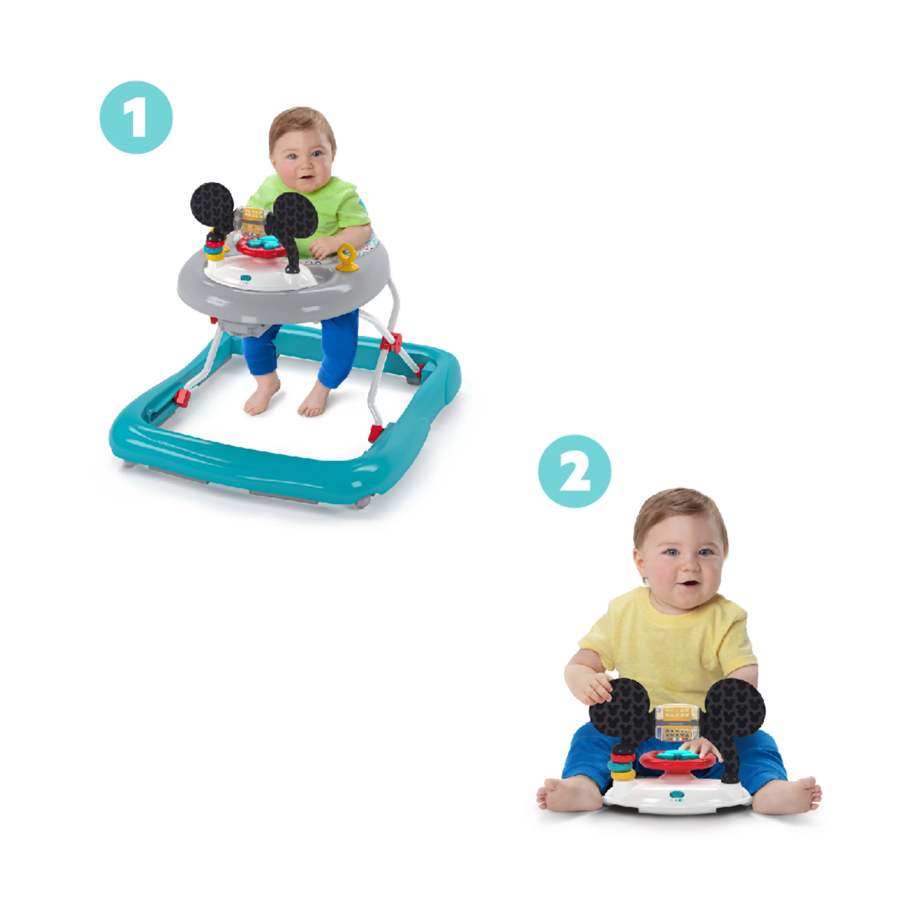 Disney Baby Mickey Mouse Original Bestie 2-in-1 Infant Activity Walker by Bright Starts, Blue