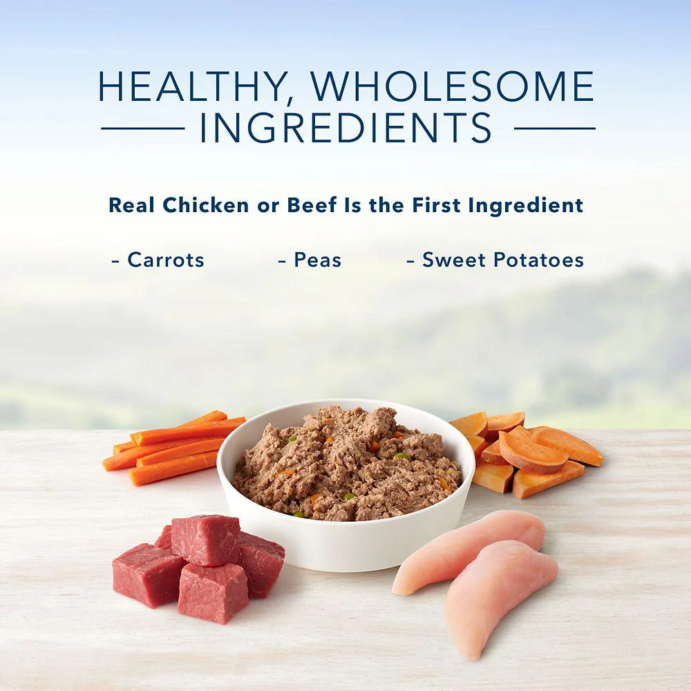 Blue Buffalo Homestyle Recipe Chicken and Beef Pate Adult Wet Dog Food Variety pk., Whole Grain, 12.5 oz. Cans (6 Pack)