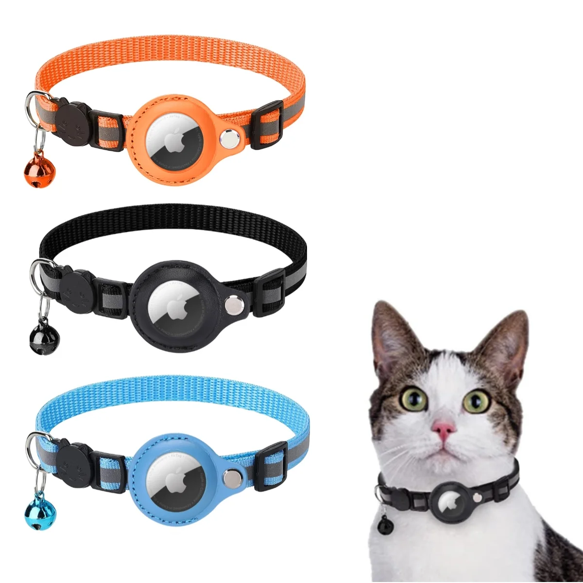 Airtag Cat Collar Breakaway, Reflective Waterproof Air Tag Pet Collars for Cats and Dogs 3 Pack