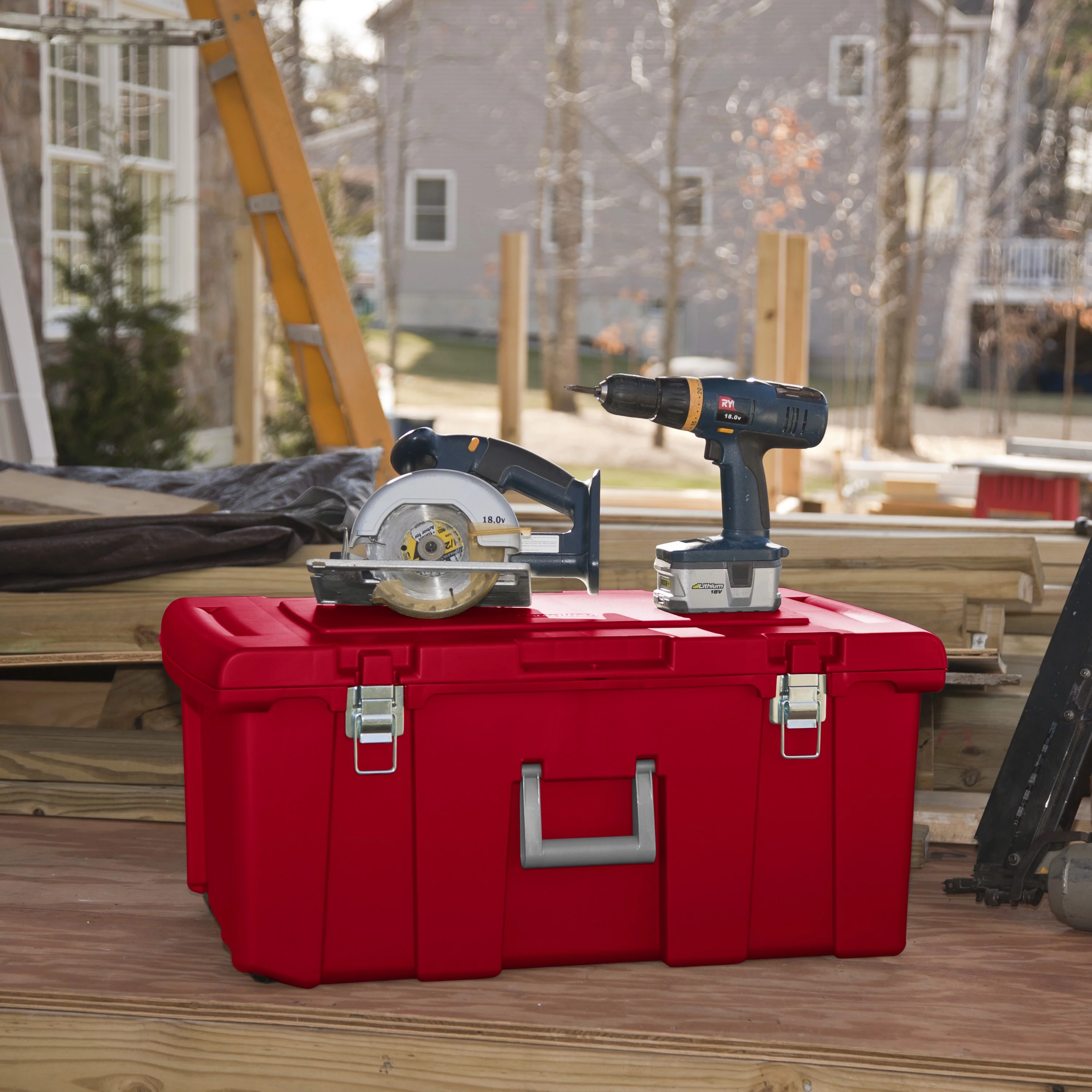 Sterilite Plastic Footlocker Infra Red Set of 2