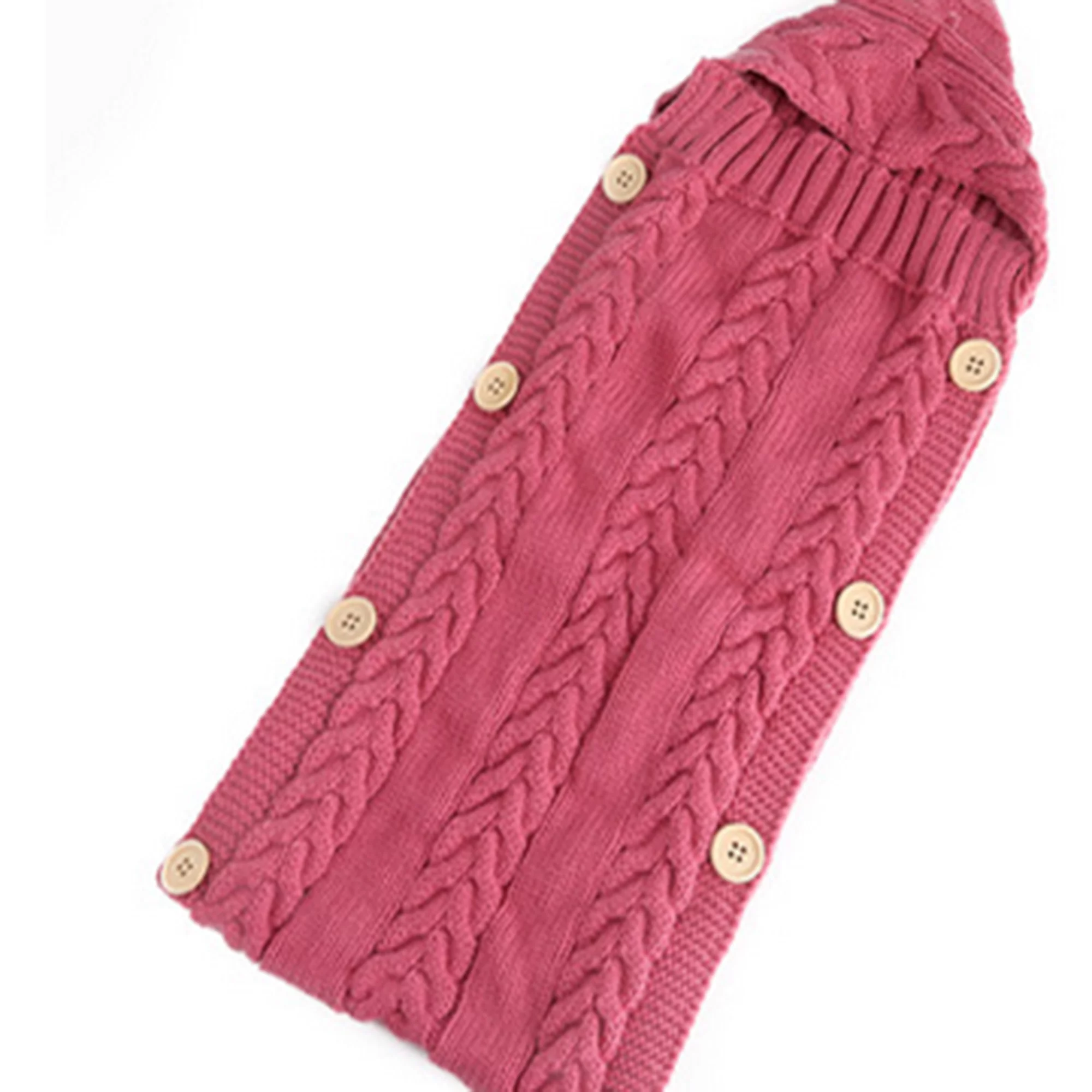 Spring hue Newborn Baby Winter Sleeping Bags Solid Color Thick Knit Button Swaddle Blanket