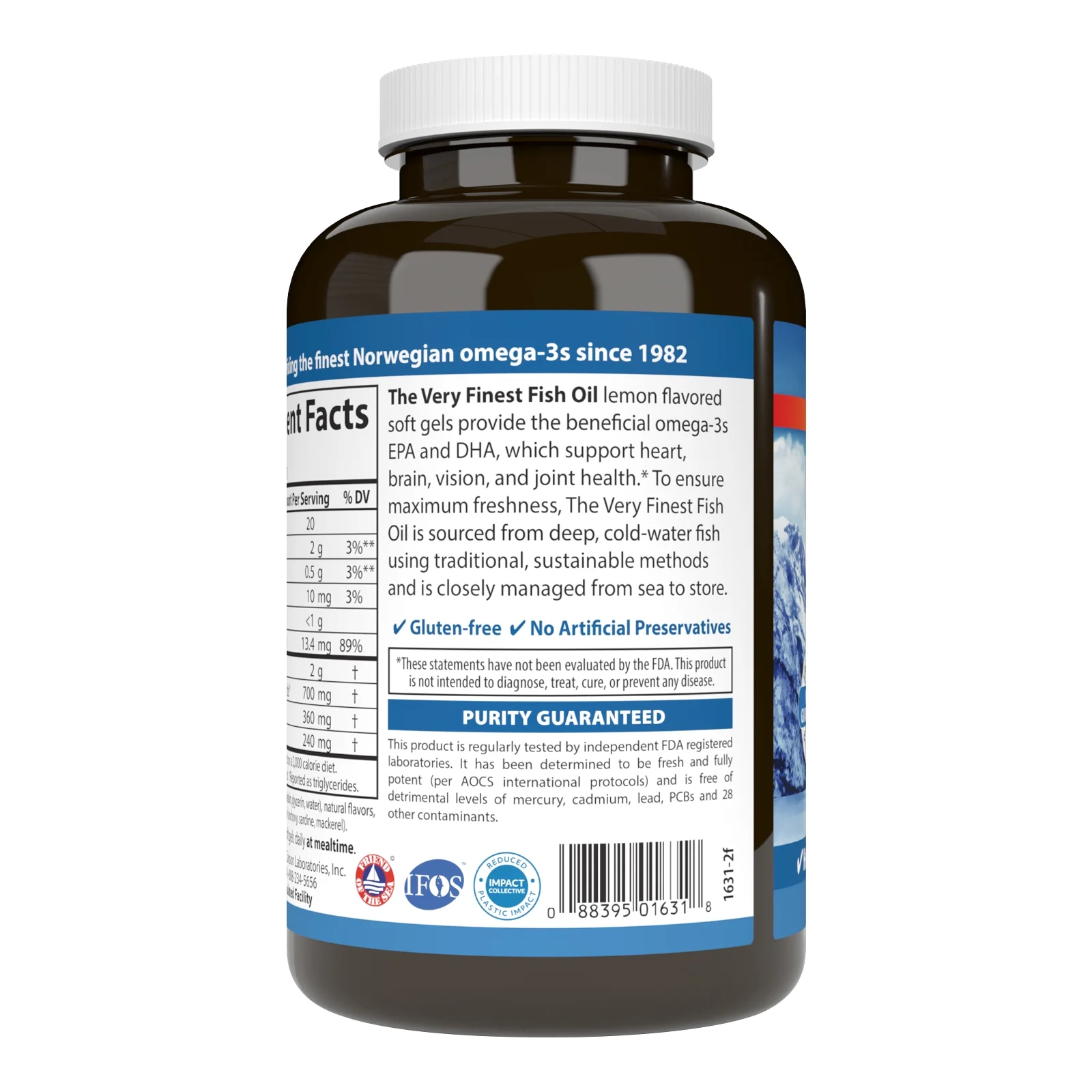 Carlson The Very Finest Fish Oil, Natural Lemon, 700 mg, 120 Soft Gels (350 mg per Soft Gel)