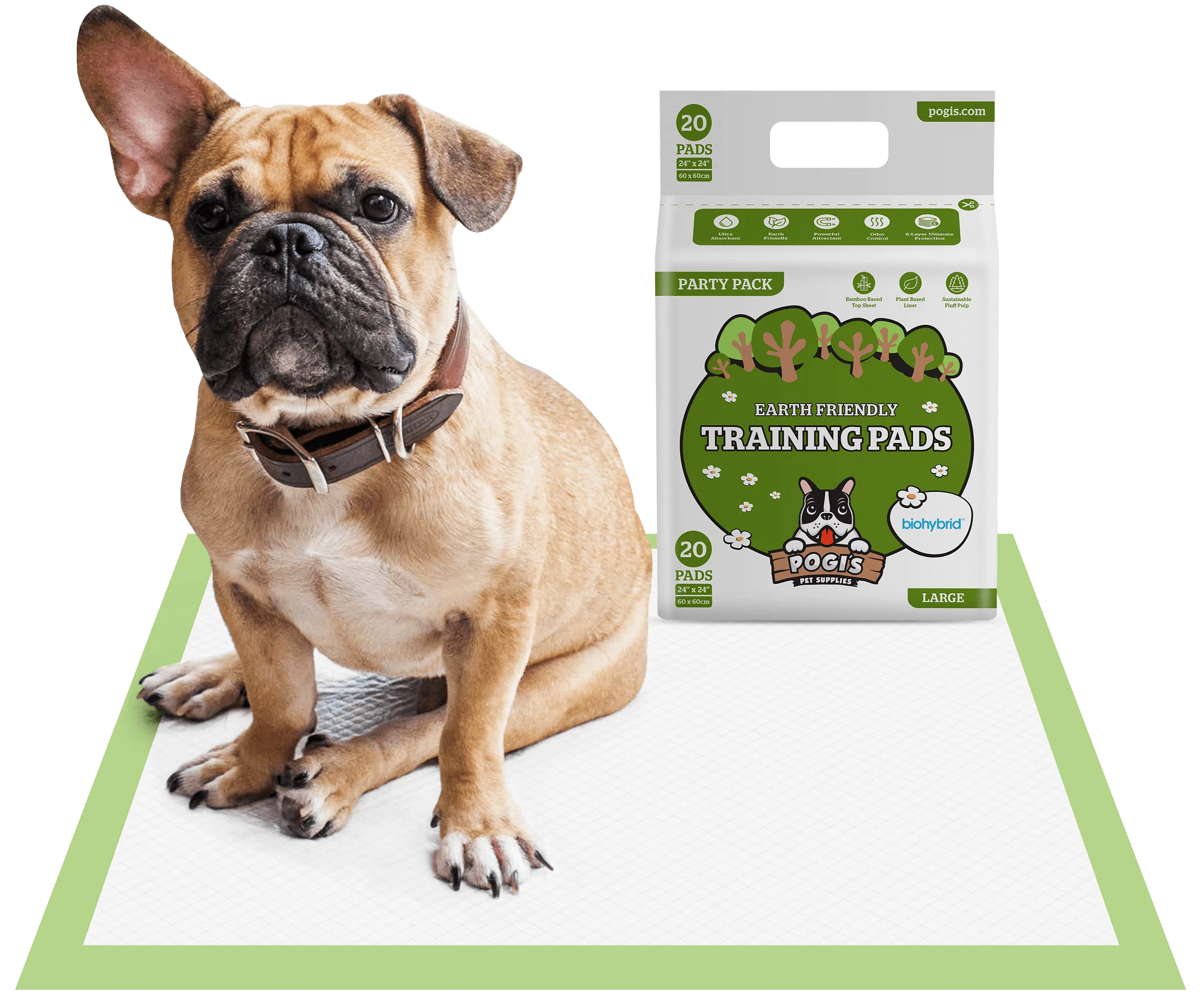 Pogi's Training Pads (20-Count) - Earth-Friendly, Large, Super-Absorbent, Pupp..