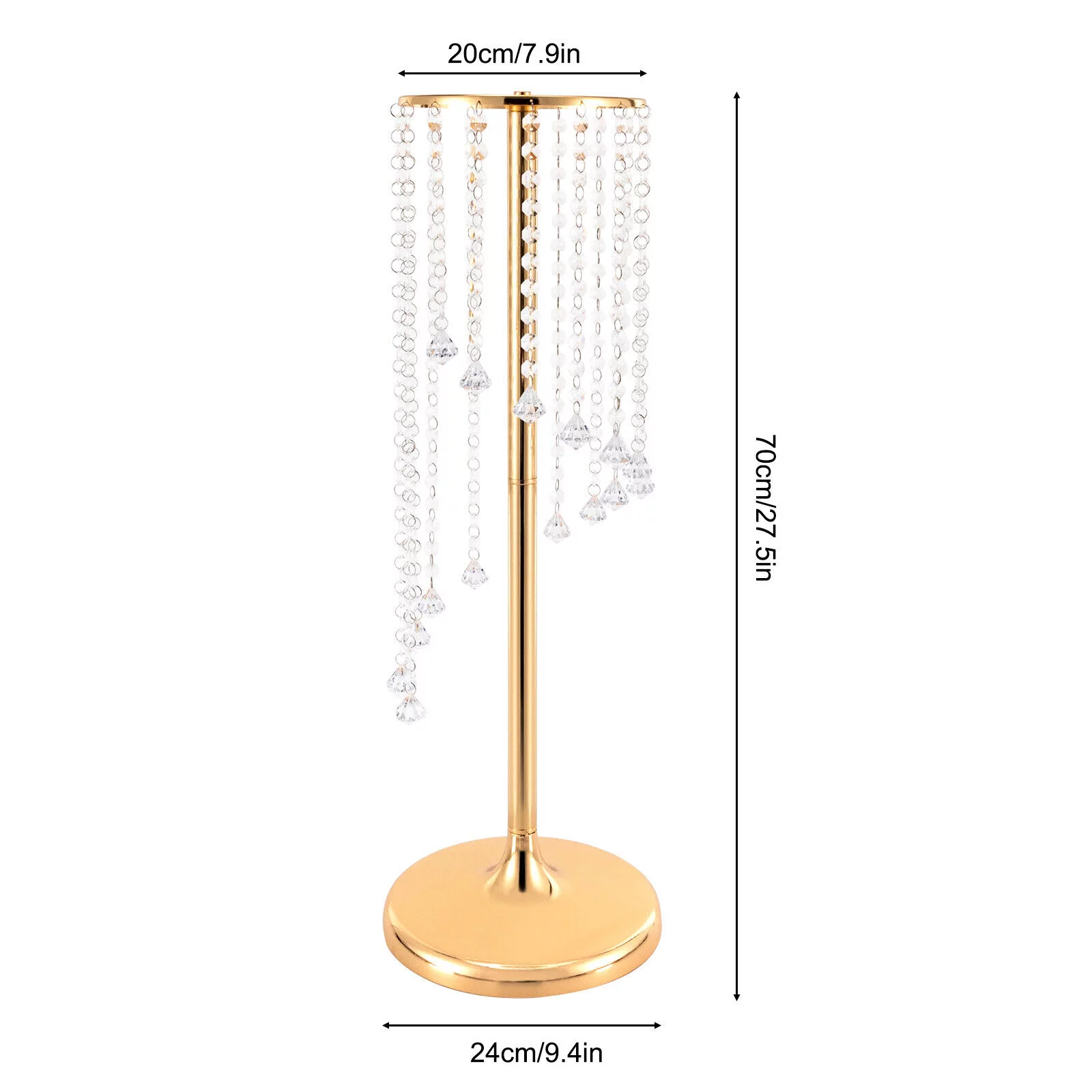 10Pcs 27.5 inch Tall Gold Vases Crystal Flower Vase For Wedding Centerpieces Decor