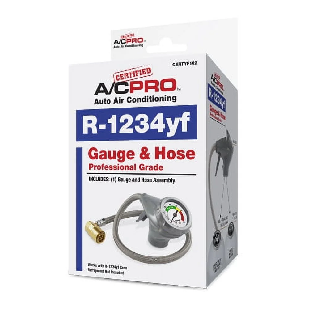 A/C Pro Certified A/C Pro Recharge Gauge and Hose - XL Gauge - For R-1234yf, 1 each, sold by each