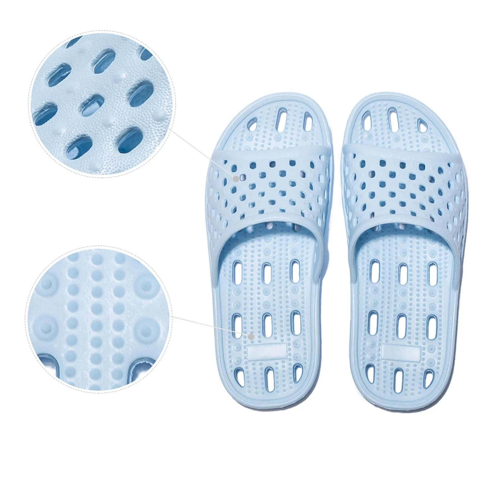 Shower Sandals Women Men Quick Drying Bath Slippers Non Slip Dorm Shoes Blue, Size 7