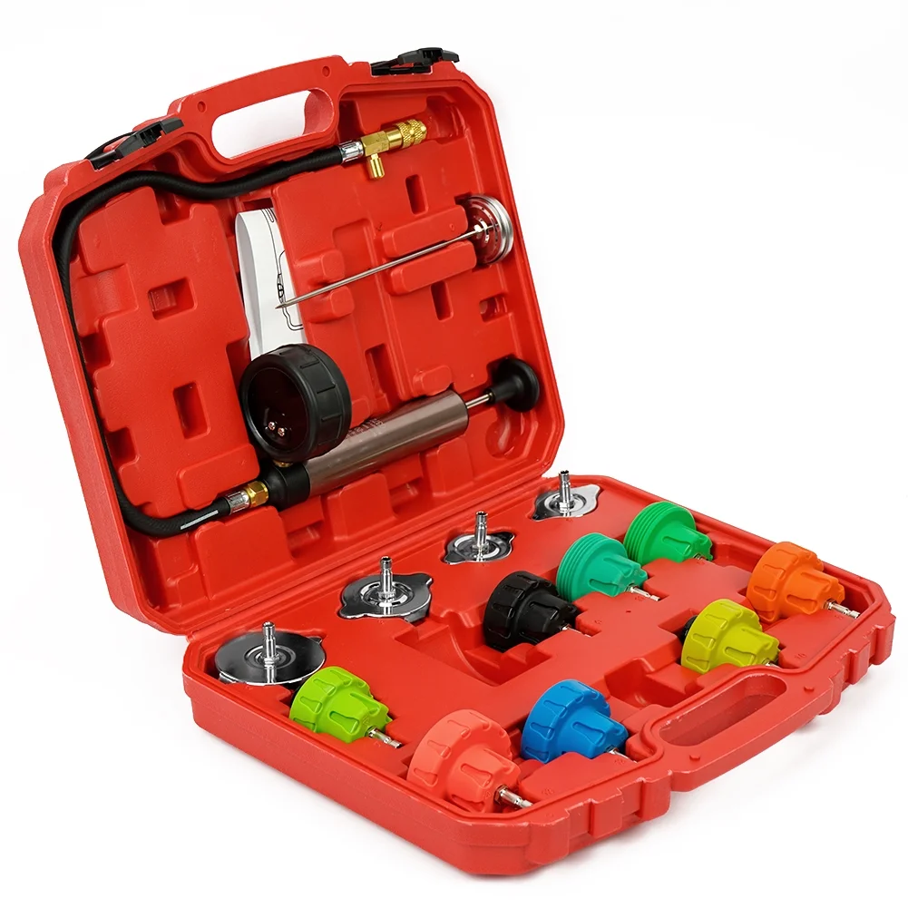 14Pcs Radiator Pump Pressure Leak Tester Detector Coolant System Test Tool Kit