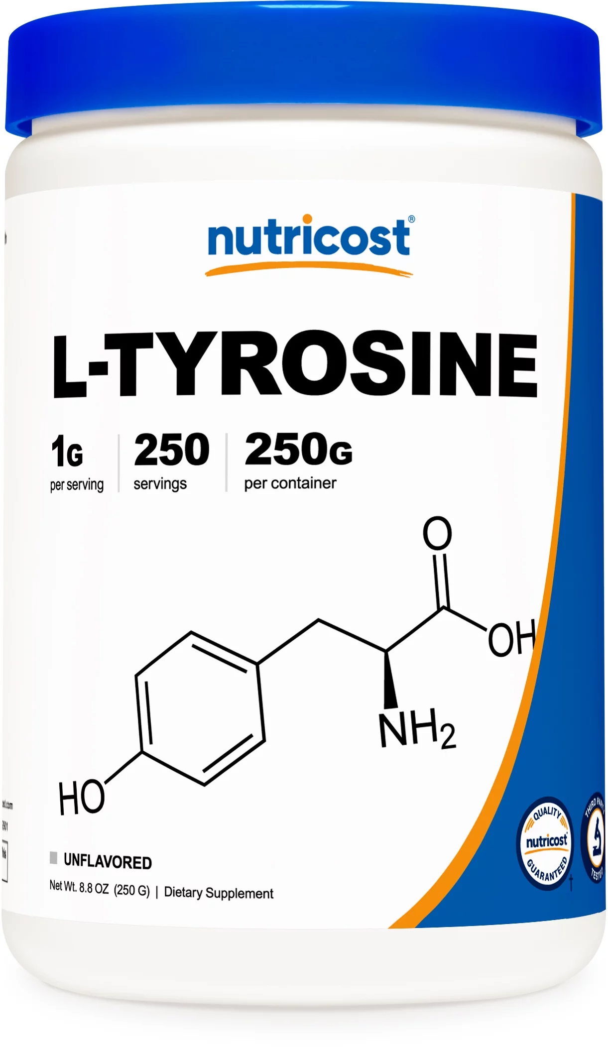Nutricost L-Tyrosine Powder 250 Grams -1000mg Per Serving, Non-GMO Supplement