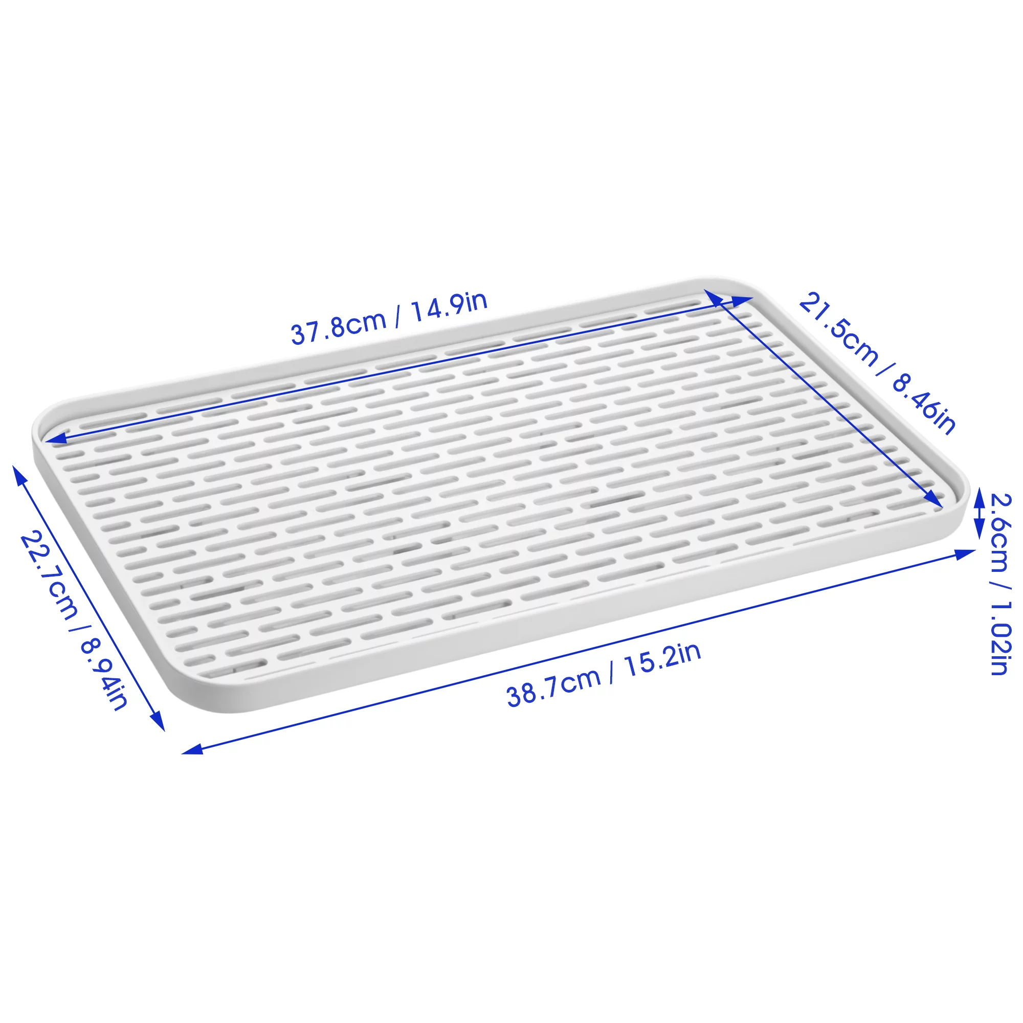 Mimifly 2-Tier Drain Tray, Dish Drainer Drying Rack, Tea Tray for Cup Bowl Fruit, Gray