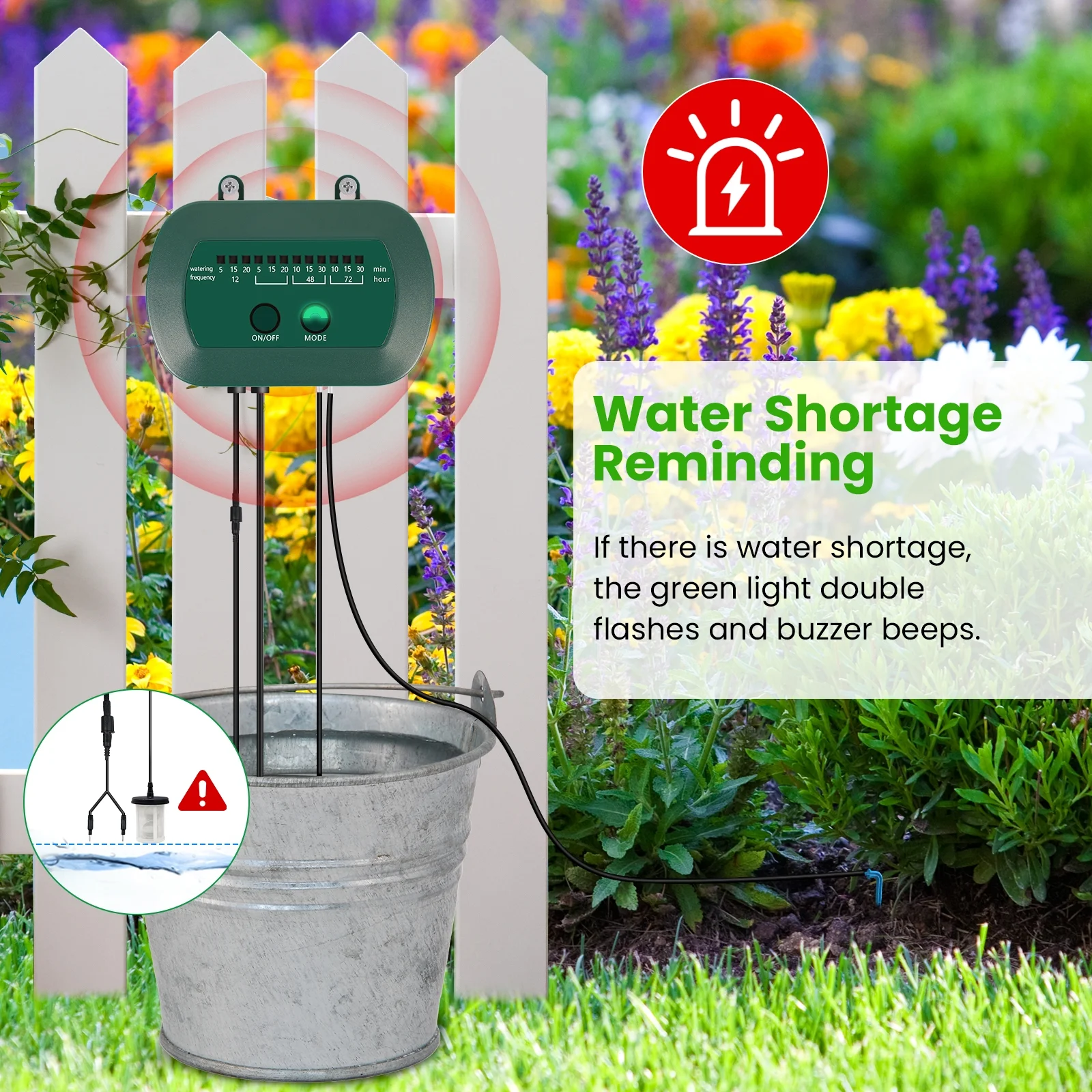 SUNOYAR Solar Drip Irrigation System, Automatic Drip Irrigation Kit with Sensor Timer 12 Timing Modes, Irrigation System for Garden Plant Watering Devices