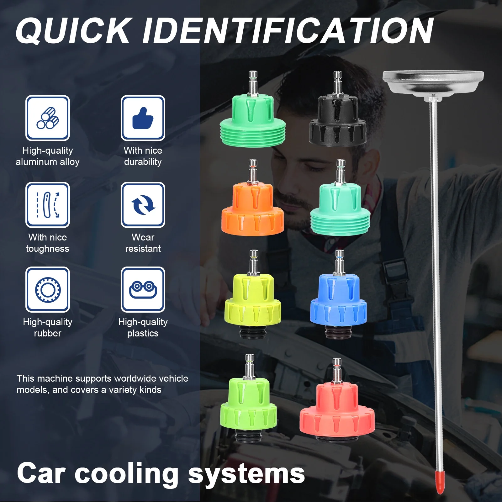 Universal Car Tanks Leak Detection Automotive Leakage Detector Tool Radiator Water Pressure Tester Auto Air Conditioning Cooling Coolant Vacuum Purge Tool Kit