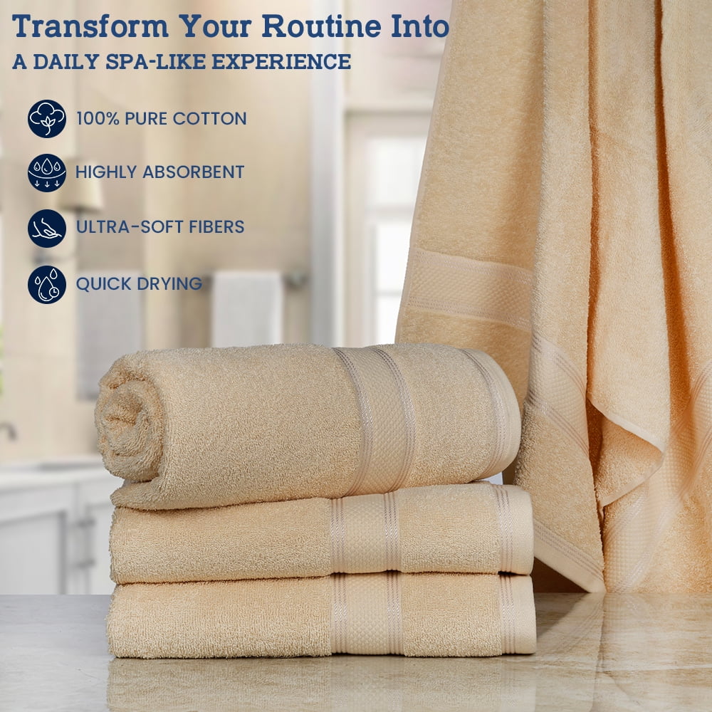 Casa Lino 400 GSM 4 Pack Bath Towels (27x54), 100% Cotton, Lightweight & Highly Absorbent, Linen