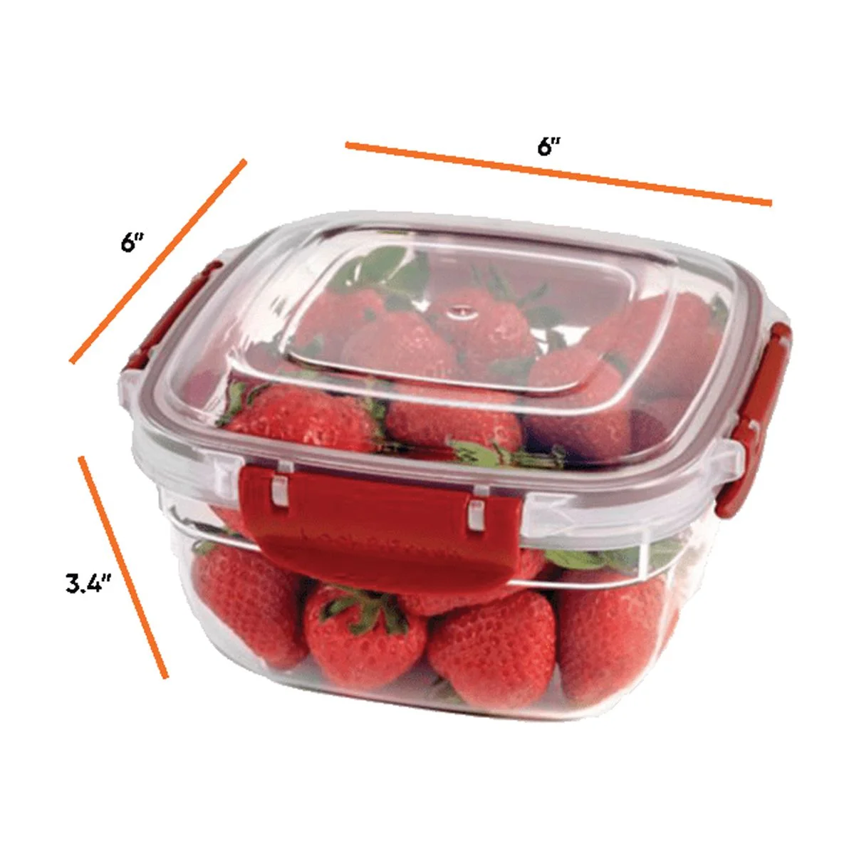 Superio Lock and Fresh Airtight Food Storage Containers with Lids for Kitchen Pantry Organization and Storage, BPA Free, Lunch, and Meal Prep Plastic Containers, 30 oz. Square Sealed Container, Red
