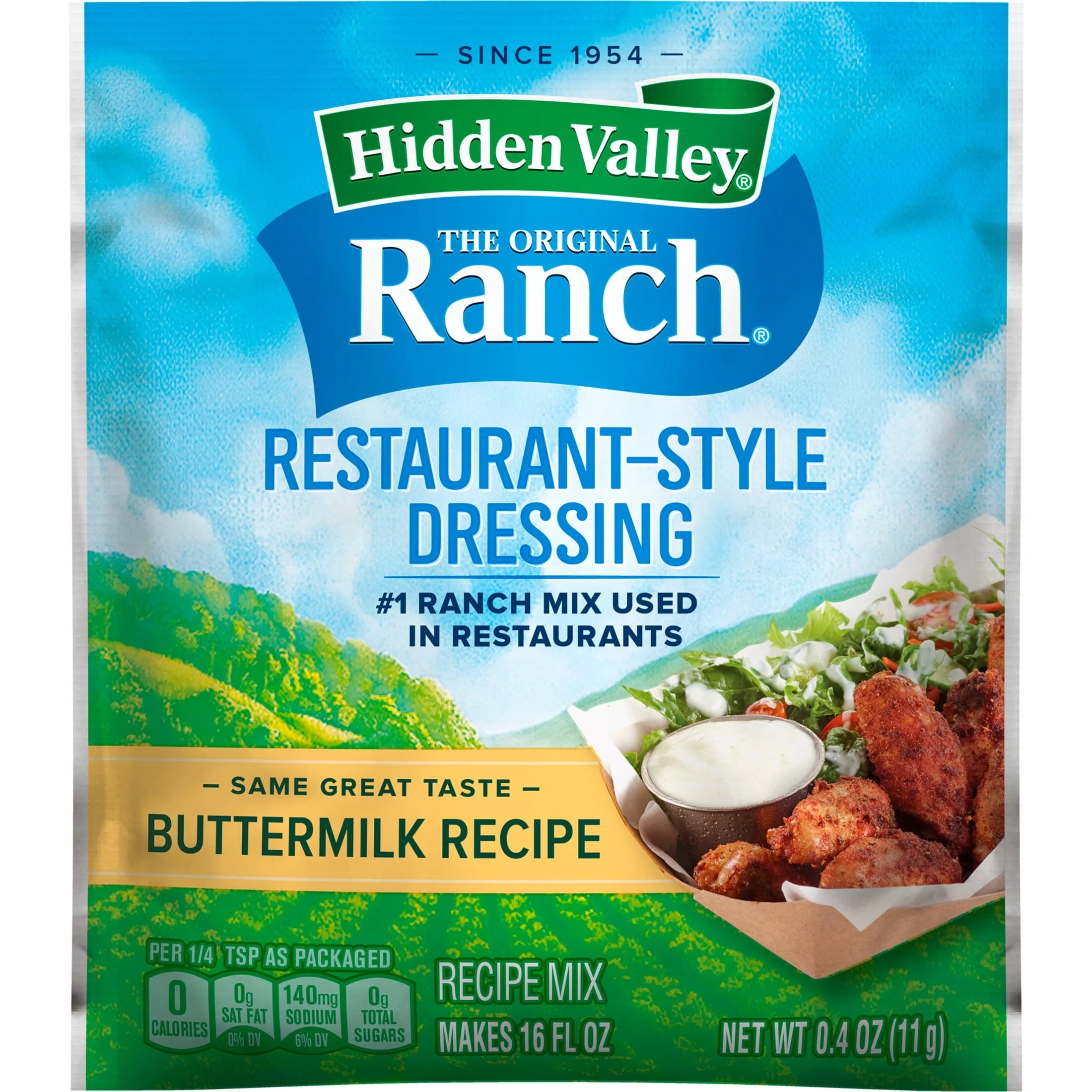Hidden Valley Gluten Free Buttermilk Ranch Salad Dressing and Seasoning Mix, 0.4 Oz Packing May Vary