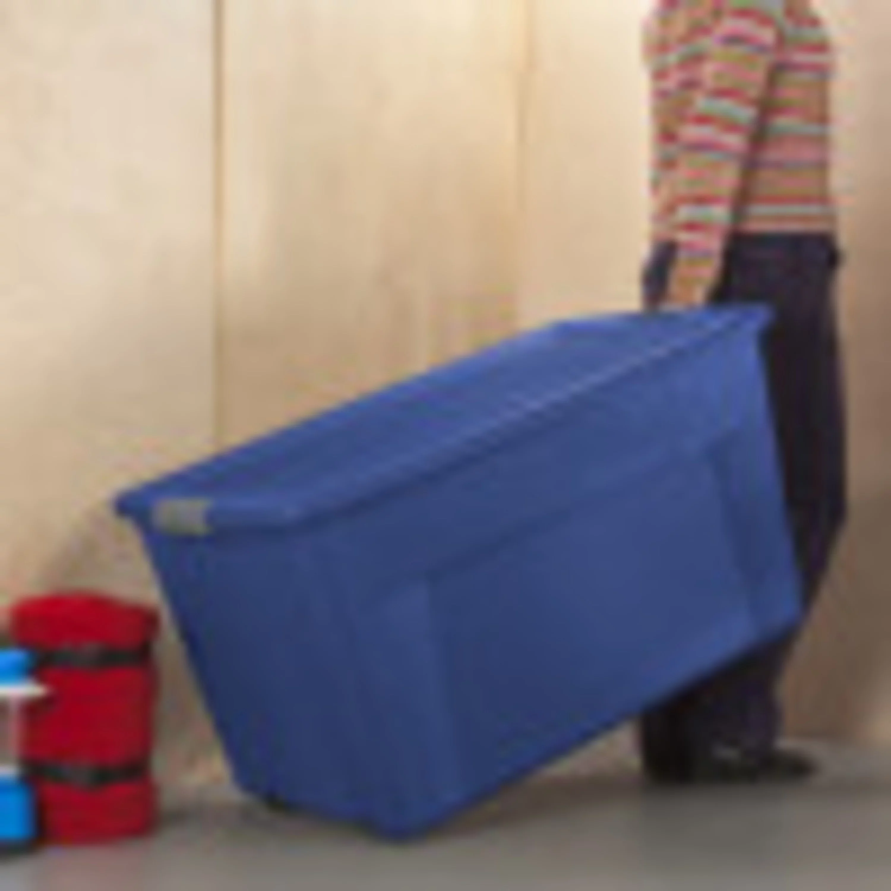 Sterilite 45 Gal. Wheeled Latch Tote Stadium Blue Set of 8