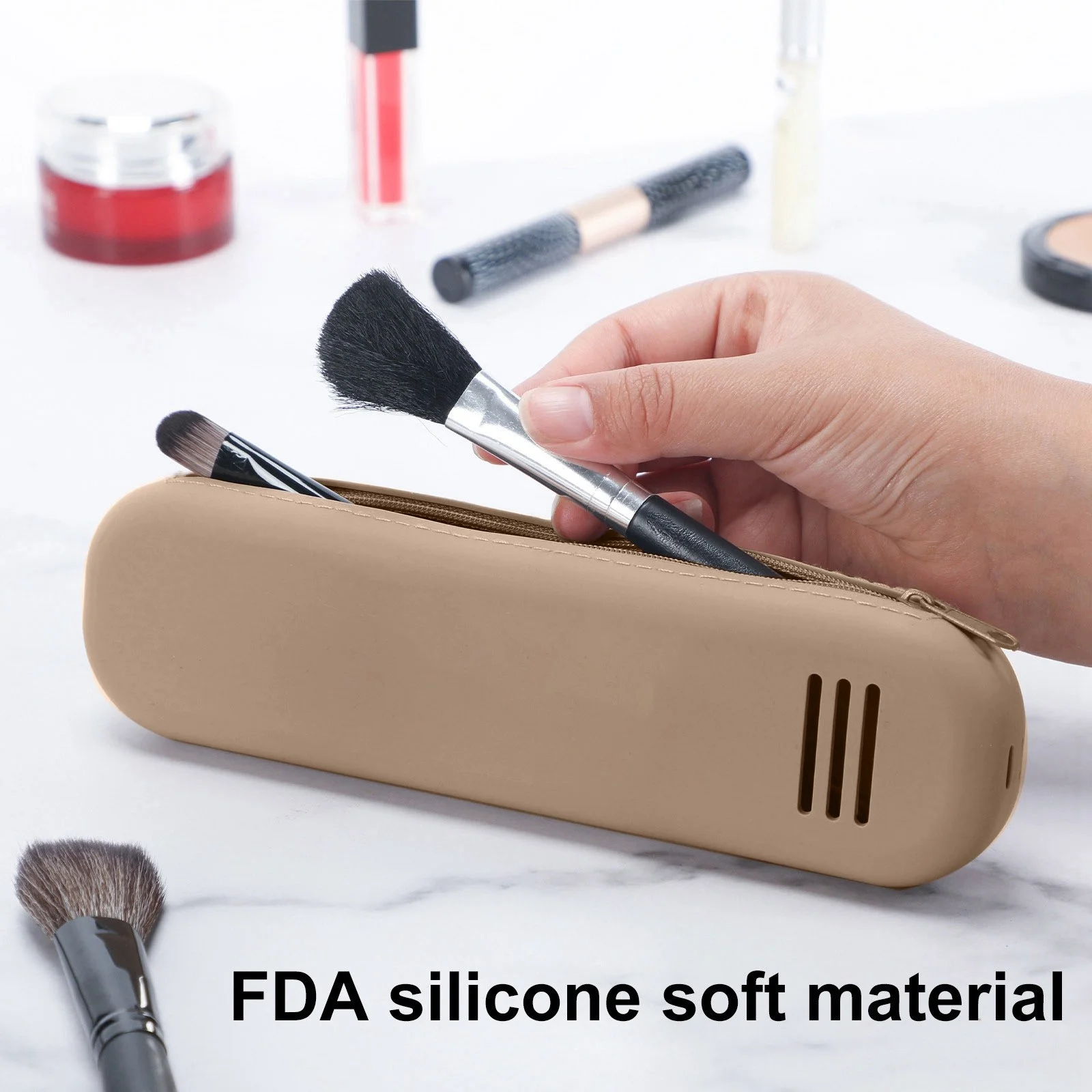 Silicone Brush Organizer Bag For Make Up Cosmetic Brushes Makeup Brush Portable Travel For Girls