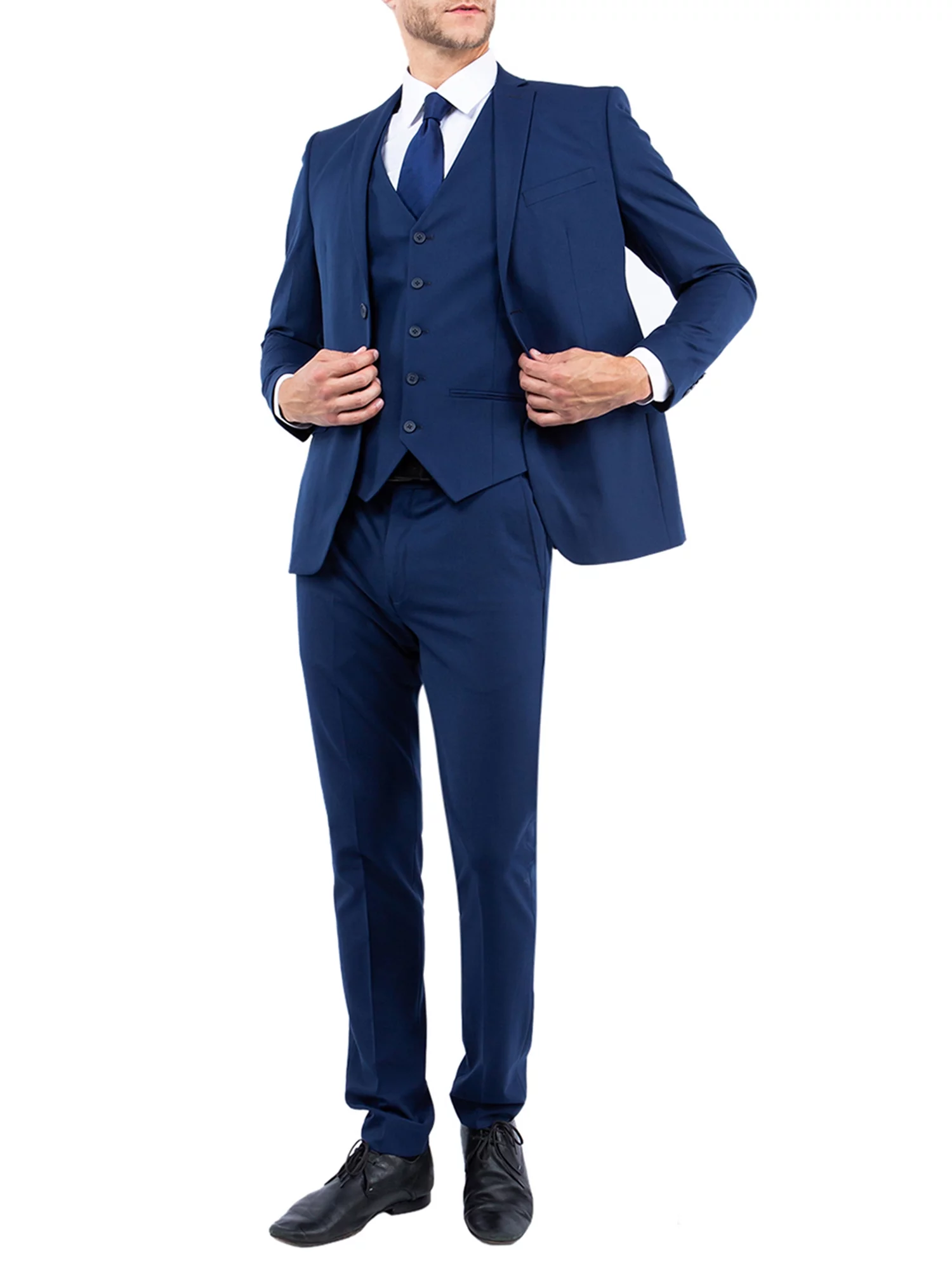 Julinie Men's 3-Piece Suit Set with Jacket, Vest, and Expandable Waist Dress Pants