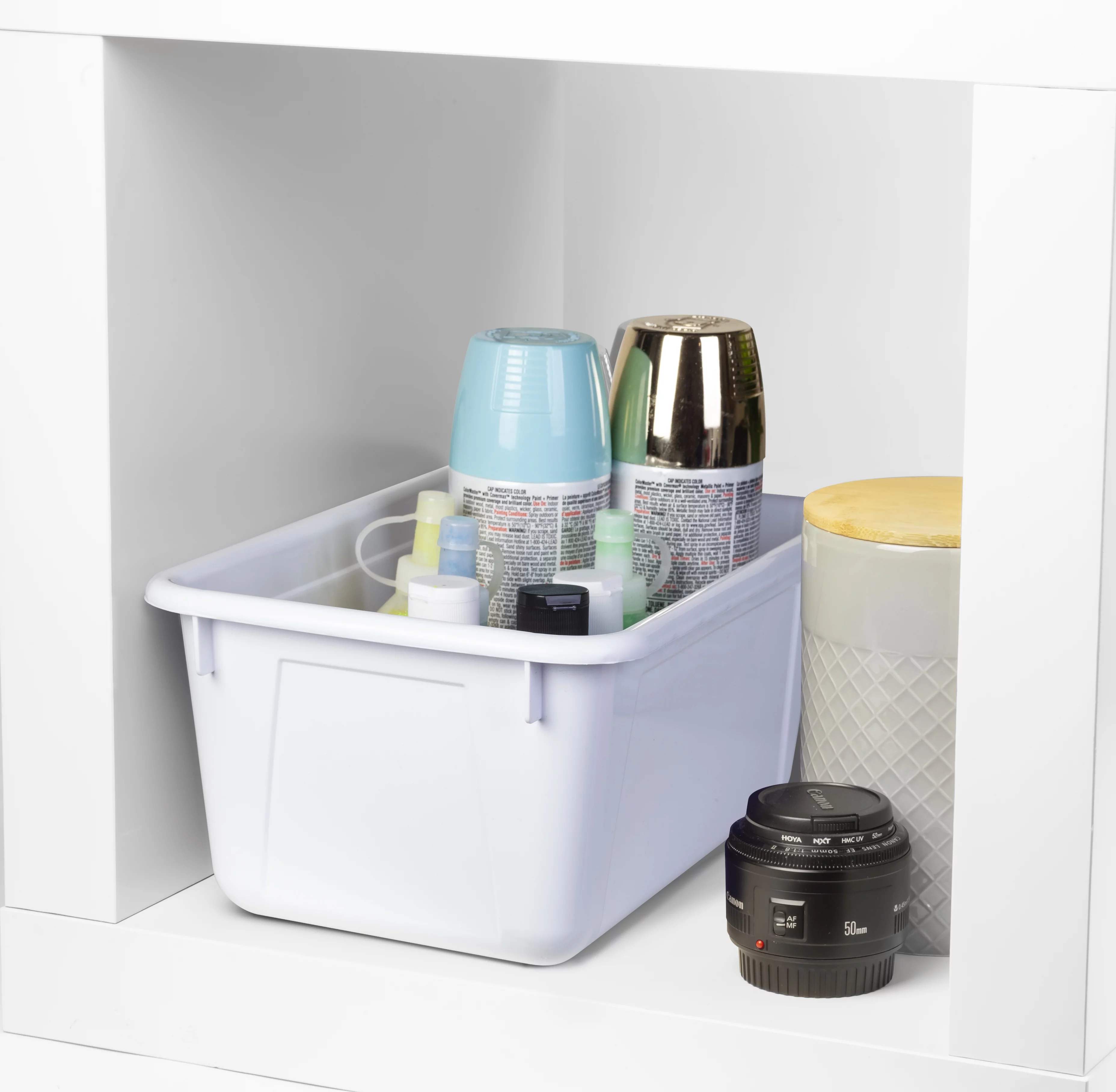 Pen+Gear Plastic Small Cubby Bin, Craft and Hobby Storage, Arctic White, 5-Pack