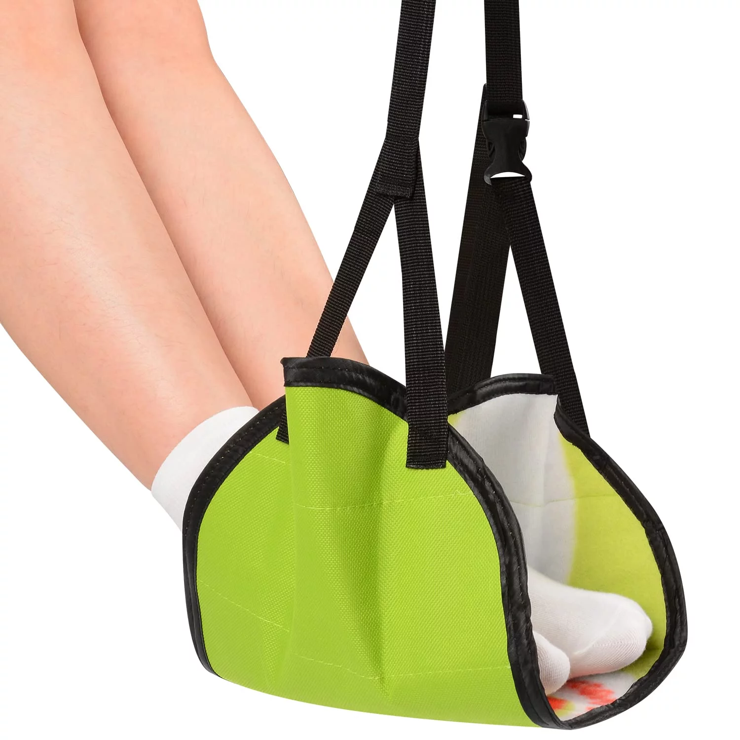 supregear Foot Hammock, Adjustable Airplane Footrest Portable Under Desk Travel Accessory, Green