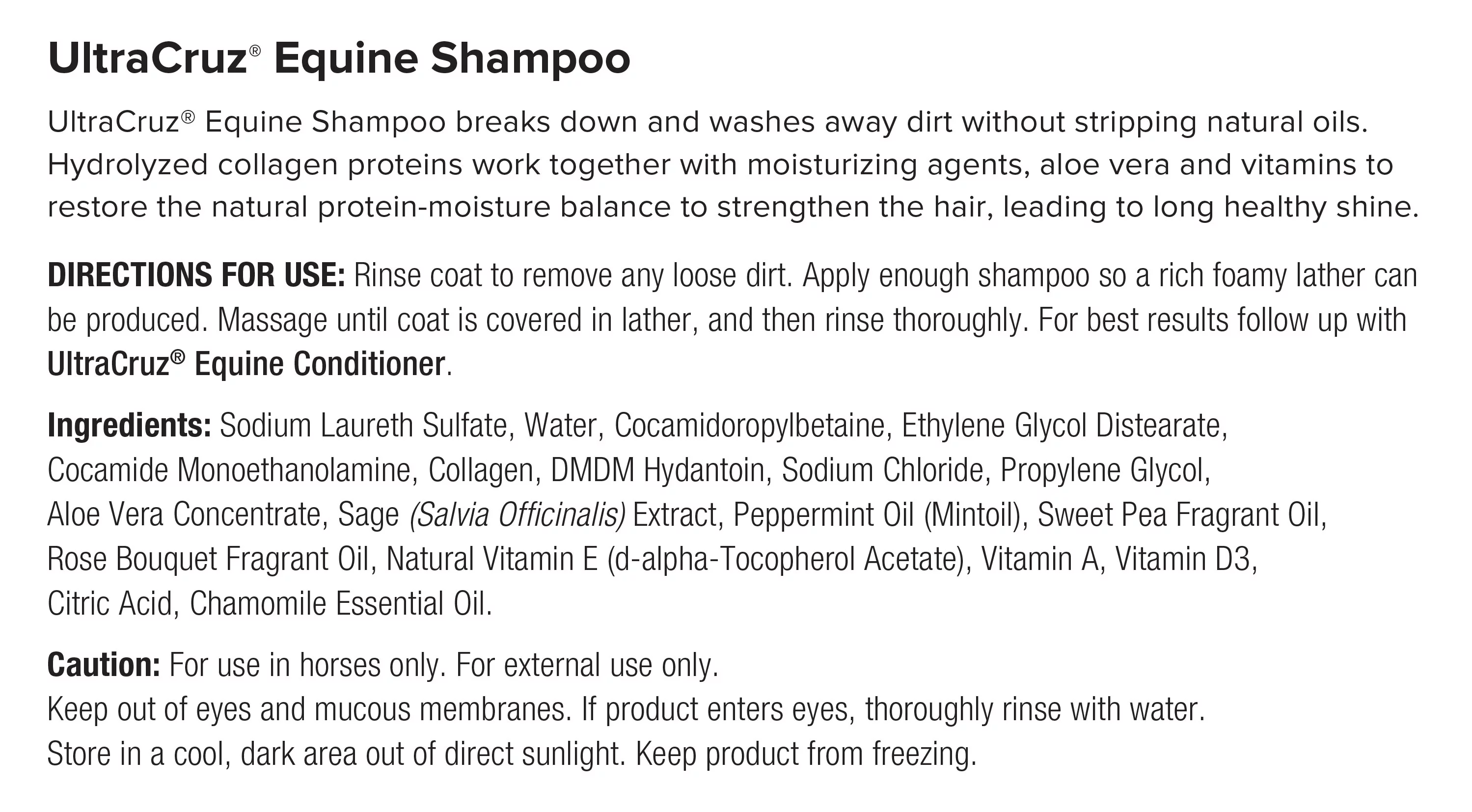 UltraCruz® Equine Shampoo,  4 x 1 gallon