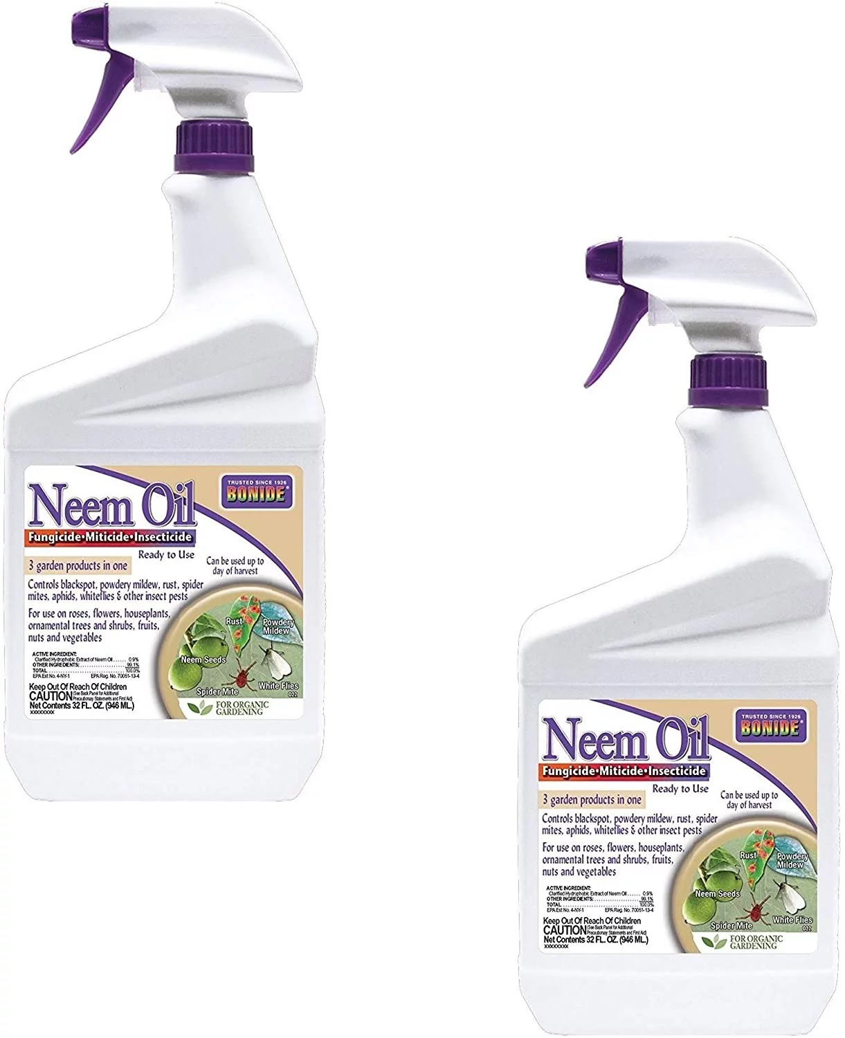 Bonide (BND022 - Ready to Use Neem Oil, Insect Pesticide for Organic Gardening (32 oz.) - 2 Pack