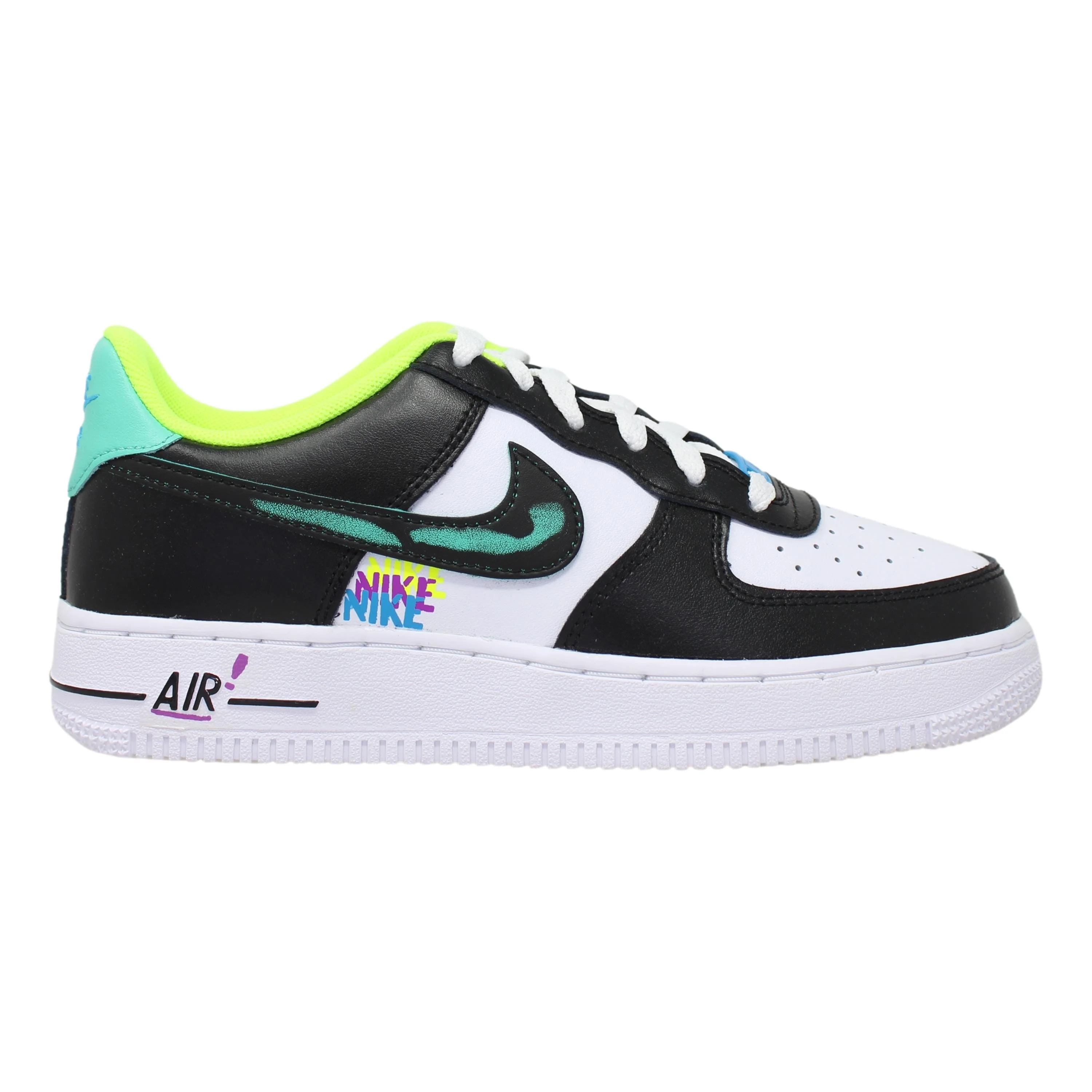 Nike Air Force 1 LV8 White/Black-Laser Blue-Volt DX3349-100 Grade-School Size 6.5Y Medium