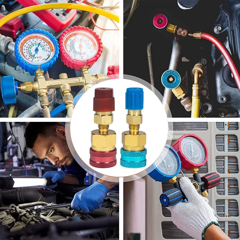 2-Pack Quick Coupler Adapters for R1234YF to R134A Conversion, High & Low Side Connectors