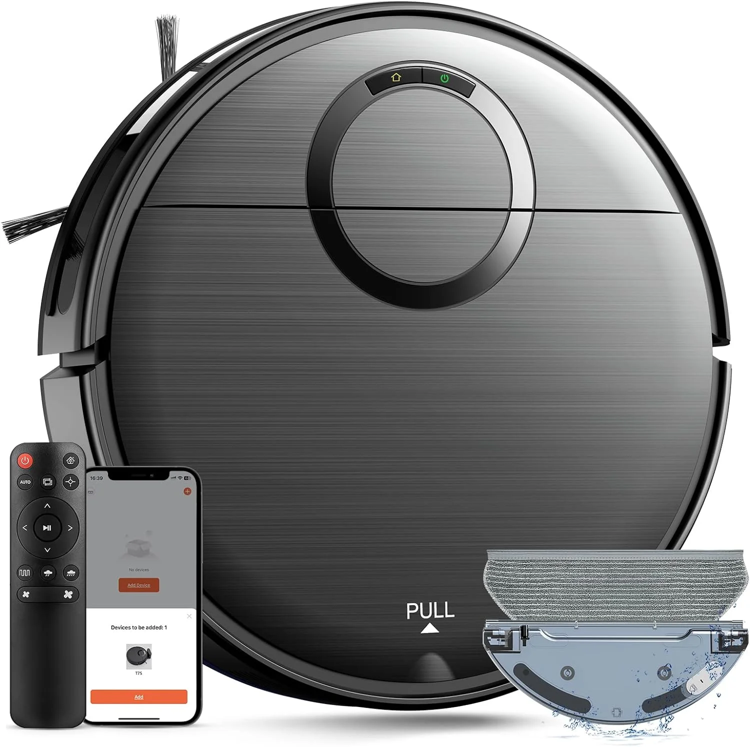 Pre-Owned MAMNV T7S Black Self-Charging Mopping Robot Vacuum Cleaner - BLACK (Fair)