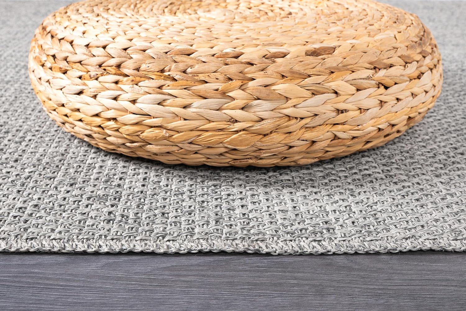 CAMILSON Solid Non Shedding Easy-Cleaning Outdoor Jute Rug Gray 6x9