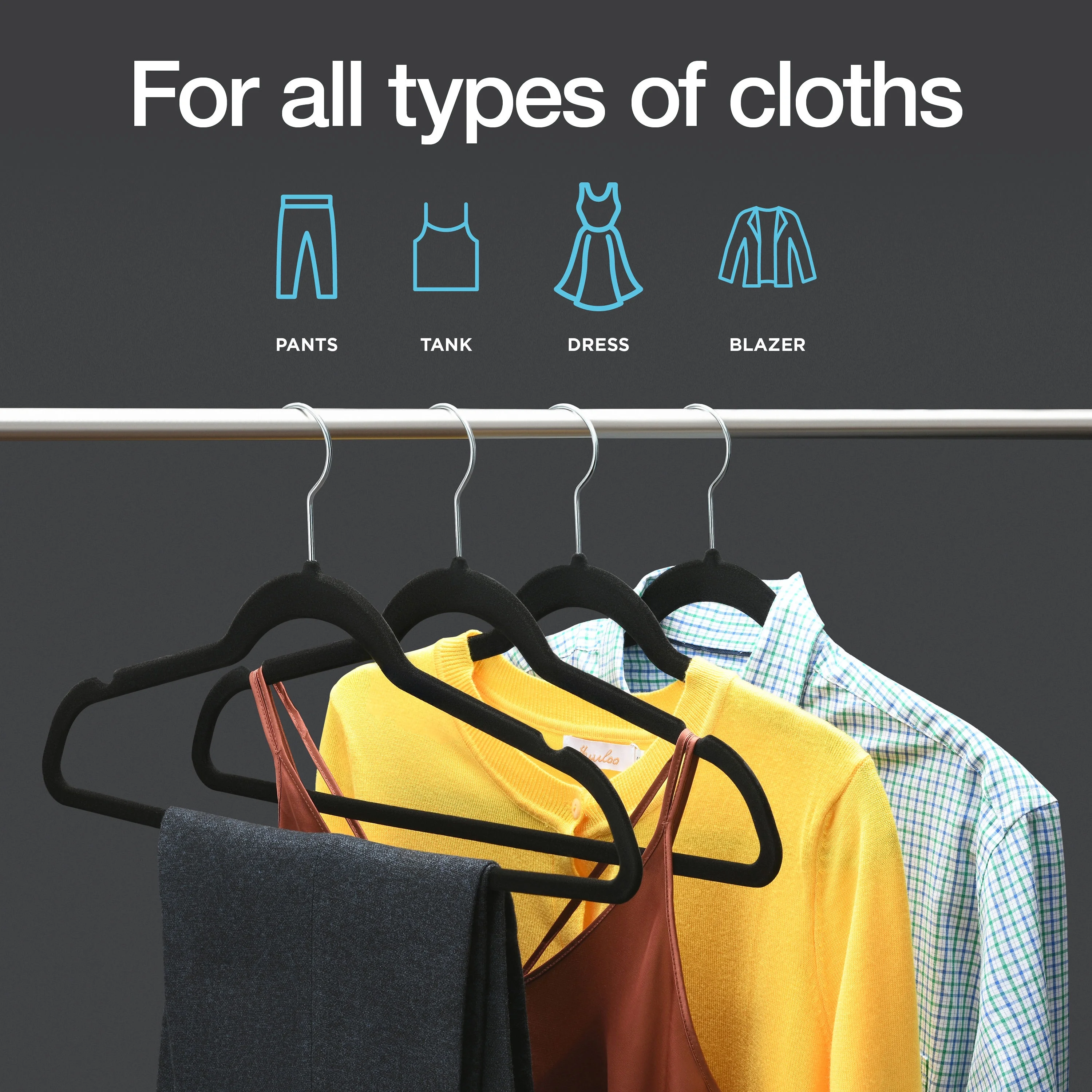 Premium Velvet Hangers Heavy Duty Clothes Hook Swivel 360-Ultra Thin, 30 Pack