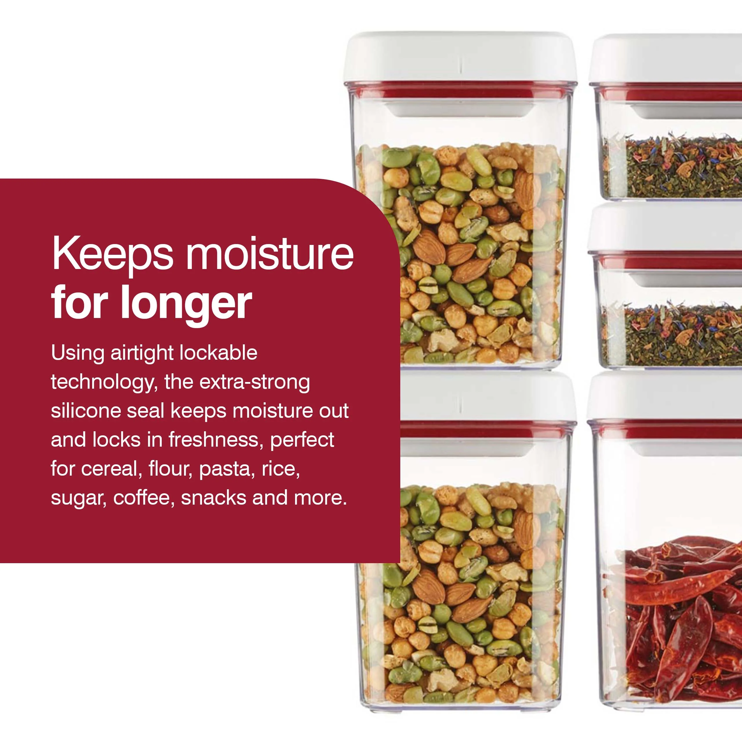 Zyliss Twist & Seal 5 Piece Storage Container Set, Airtight Food Storage Containers