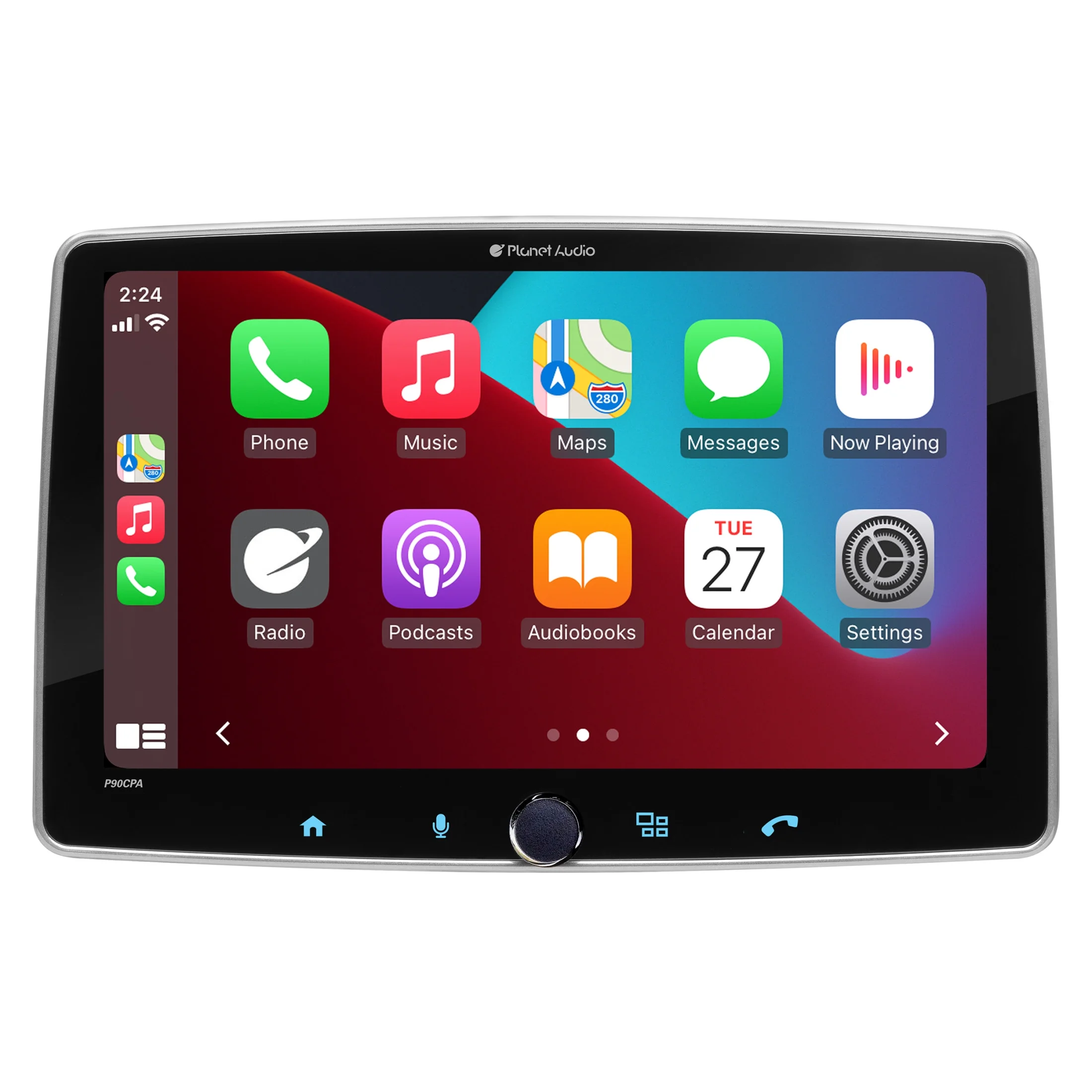 Planet Audio P90CPA Car Stereo - Apple CarPlay, Android Auto, Single Din, 9 Inch Capacitive Touchscreen, Bluetooth, No CD DVD Player, AM/FM Radio Receiver