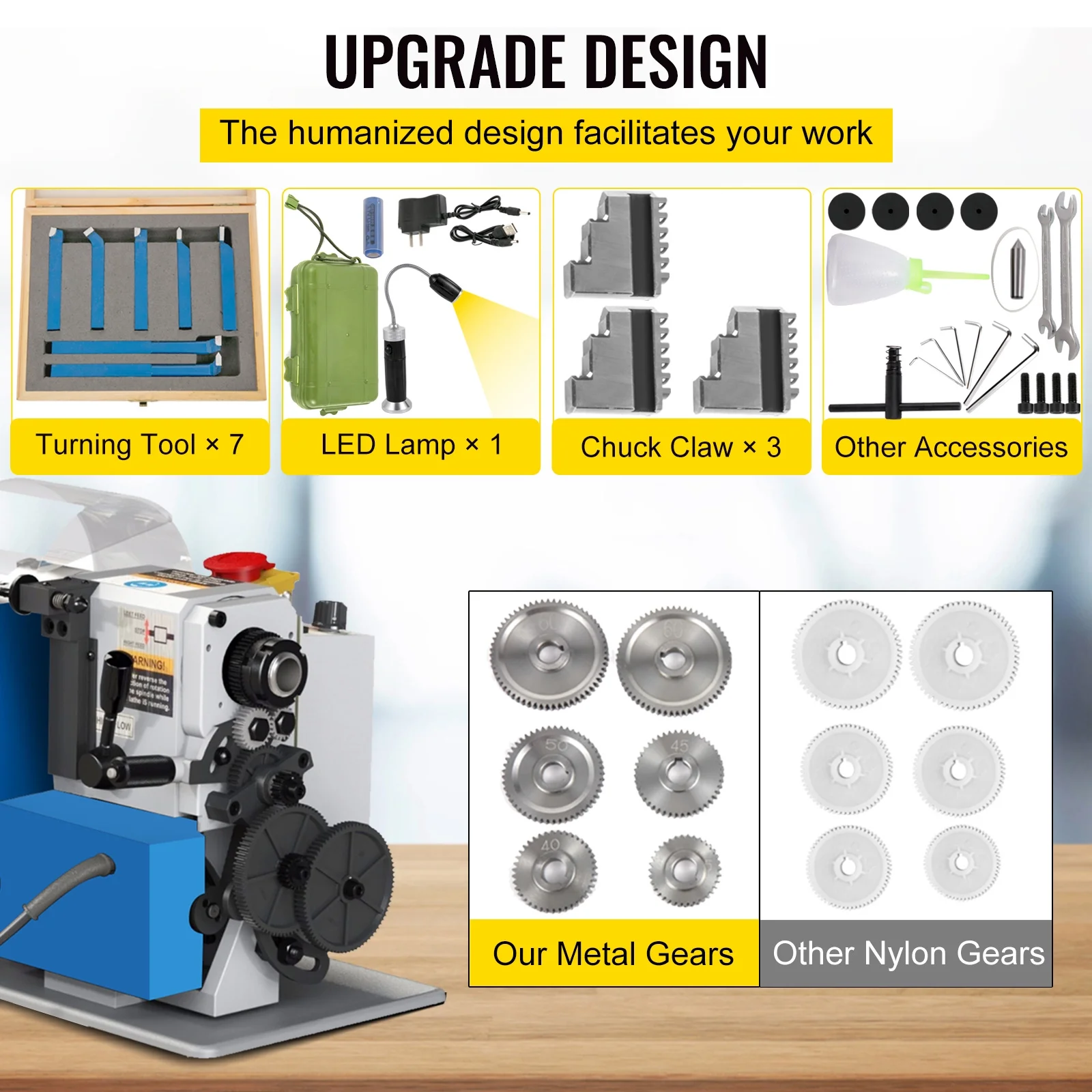 SKYSHALO Mini Metal Lathe, 7