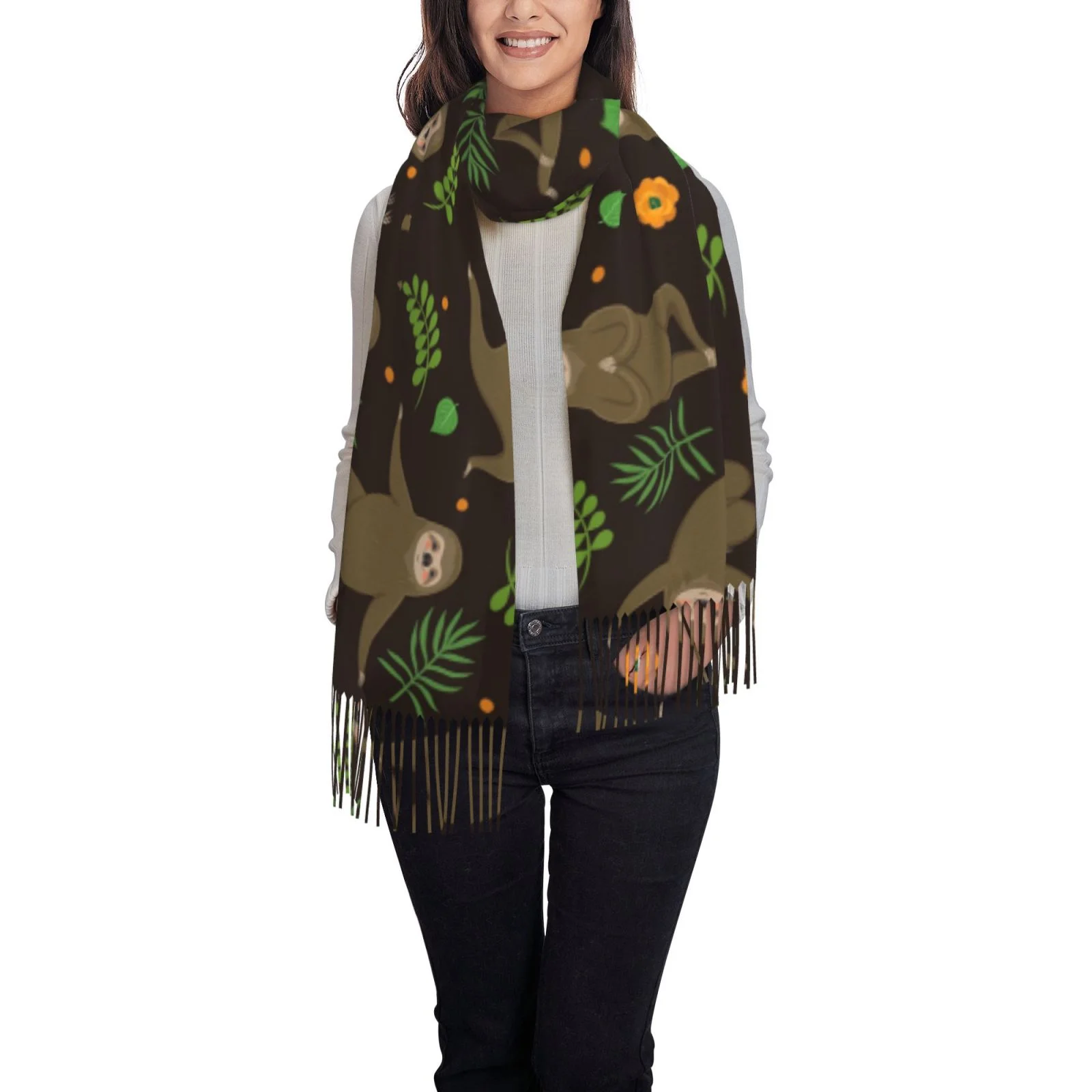 Ocsxa Scarf Shawl Wraps For Women Soft Cashmere Scarf Sloth Doing Yoga Printed Large Blanket Scarf
