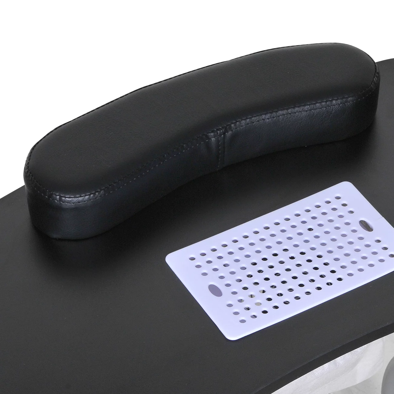 Nail Table, Collapsible Nail Desk, Portable Manicure Table, Folding Nail Tech Table Station with Dust Collector, Wrist Cushion, Lockable Wheels, Carrying Bag for Home Spa Beauty, Black